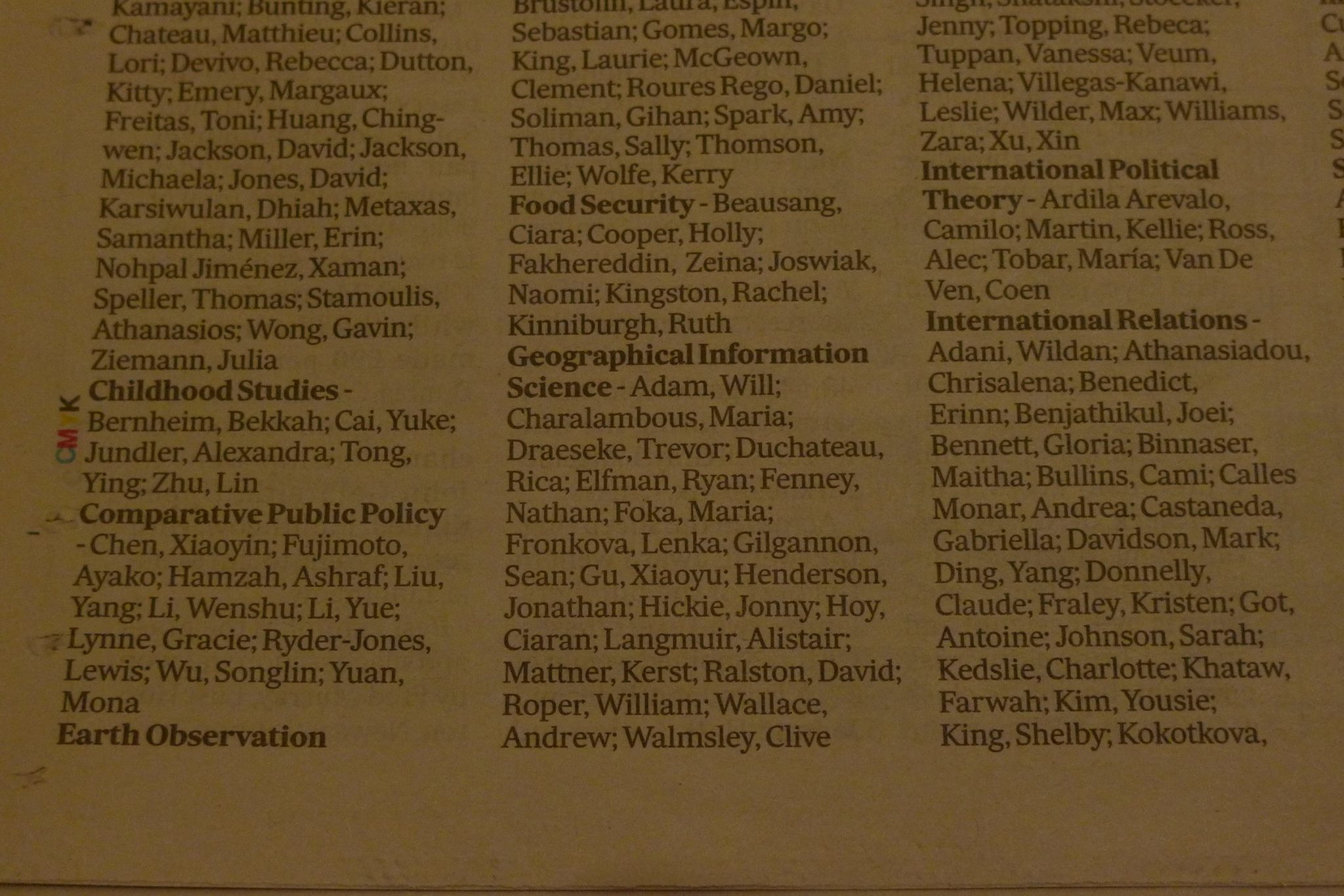 The published list.