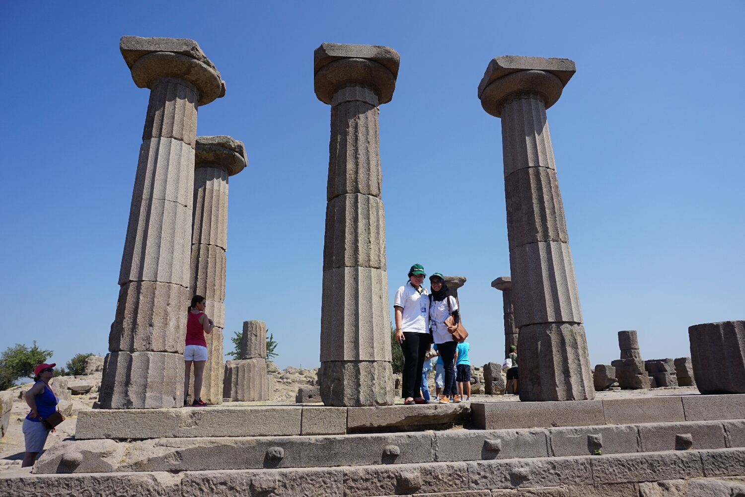 Ruins of the Temple of Athena at ancient city of Assos, located on top of the hill at Behramkale village 