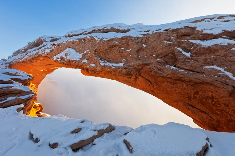 Mesa Arch in Winter Fog, Utah