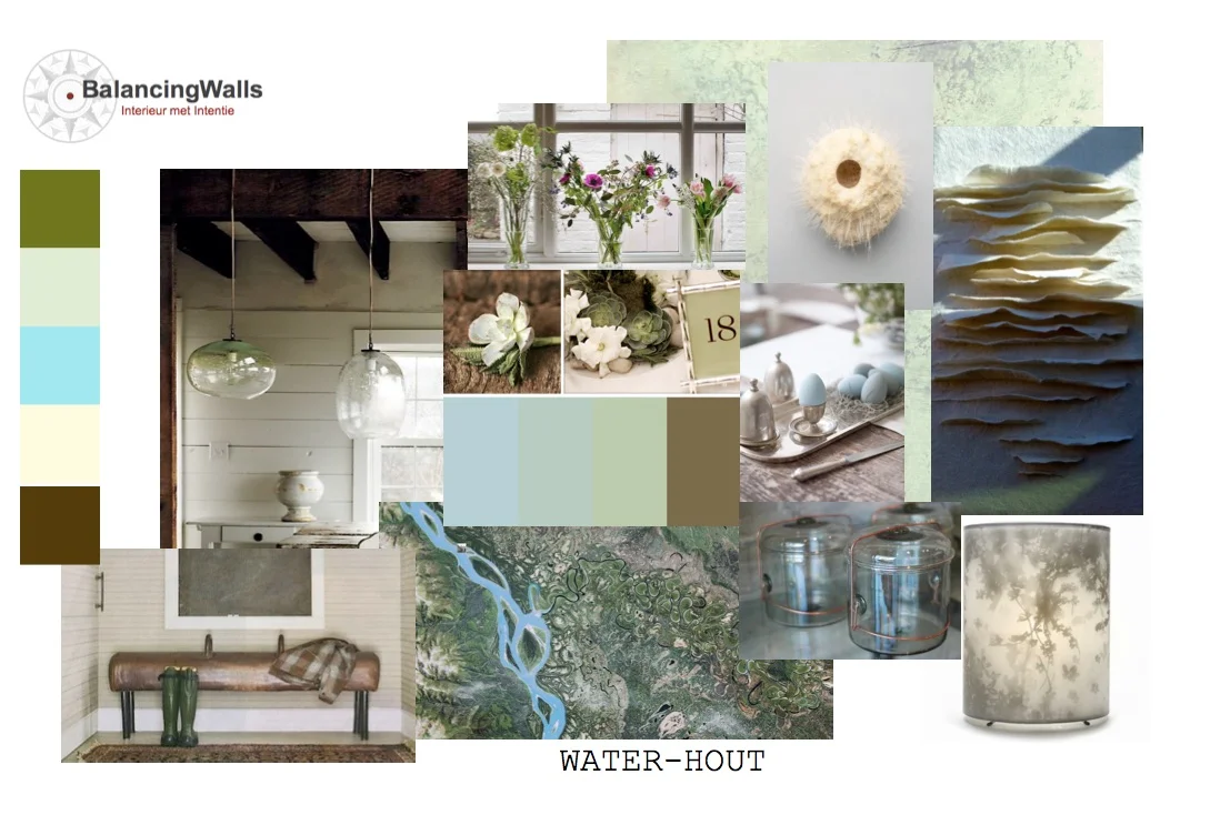 Feng Shui Mood board 5 Elements Water Wood