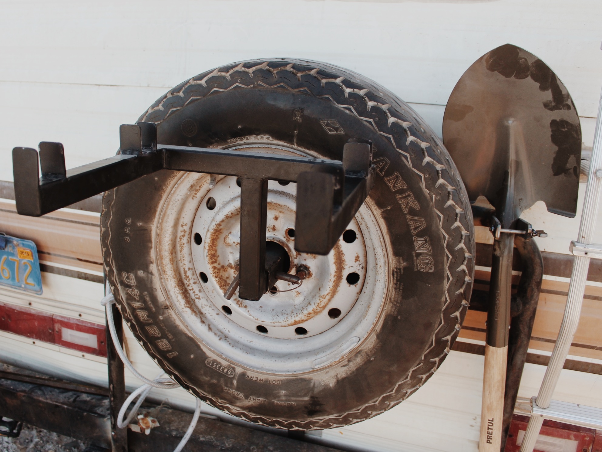 While we were there I had him weld on a quick shovel mount for 100 pesos. (about $8USD)