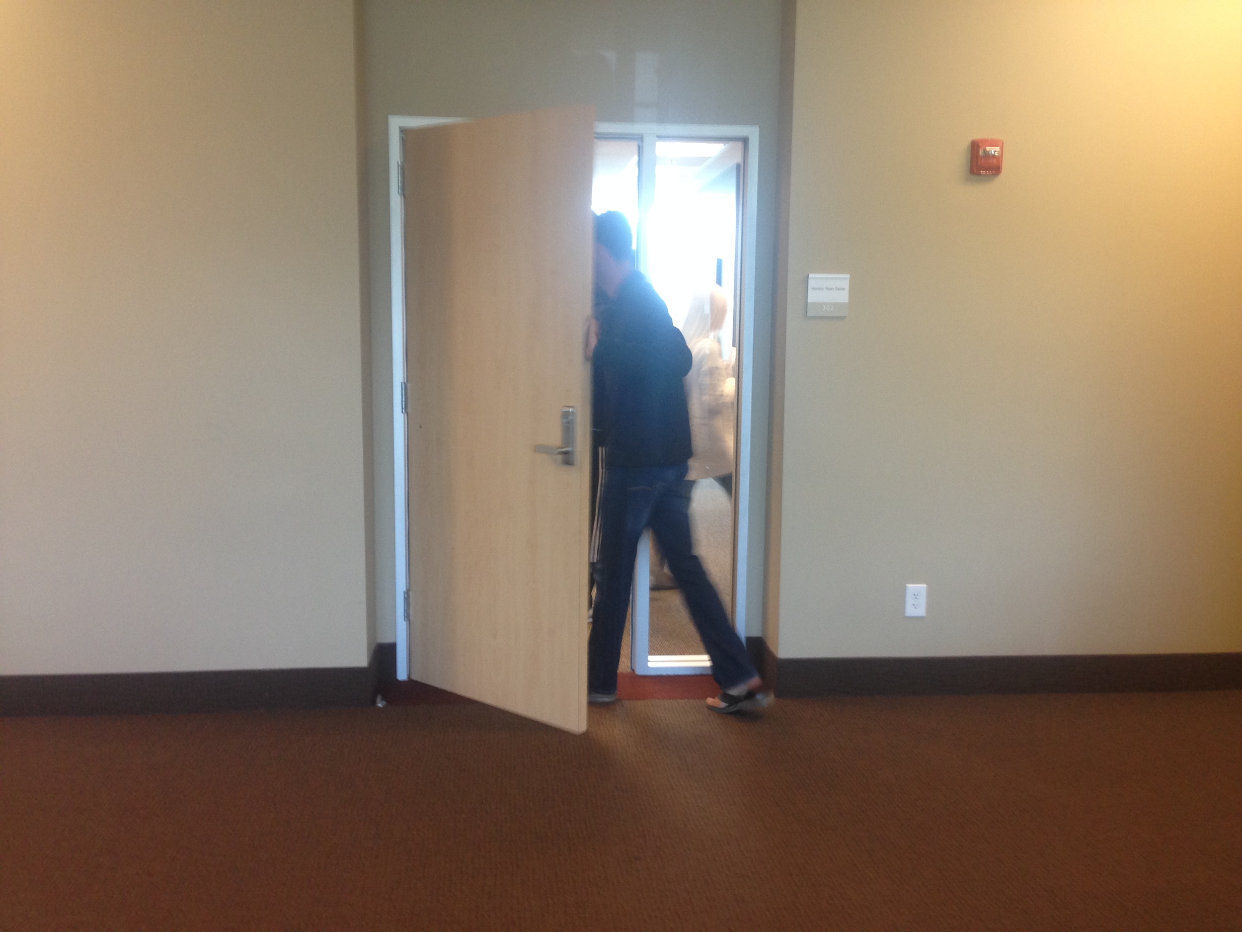 Entering the room of foreboding. In other words, the surgery room.. 