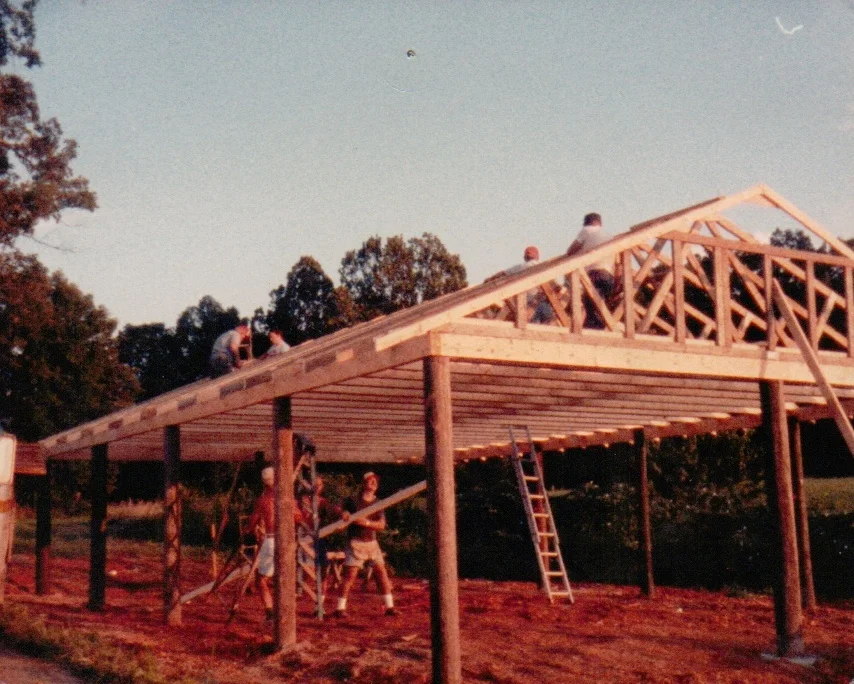 The pavilion being constructed in 1984.