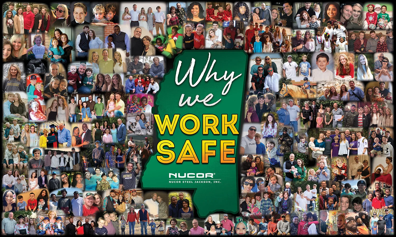 Family collage banner made from employee family photos