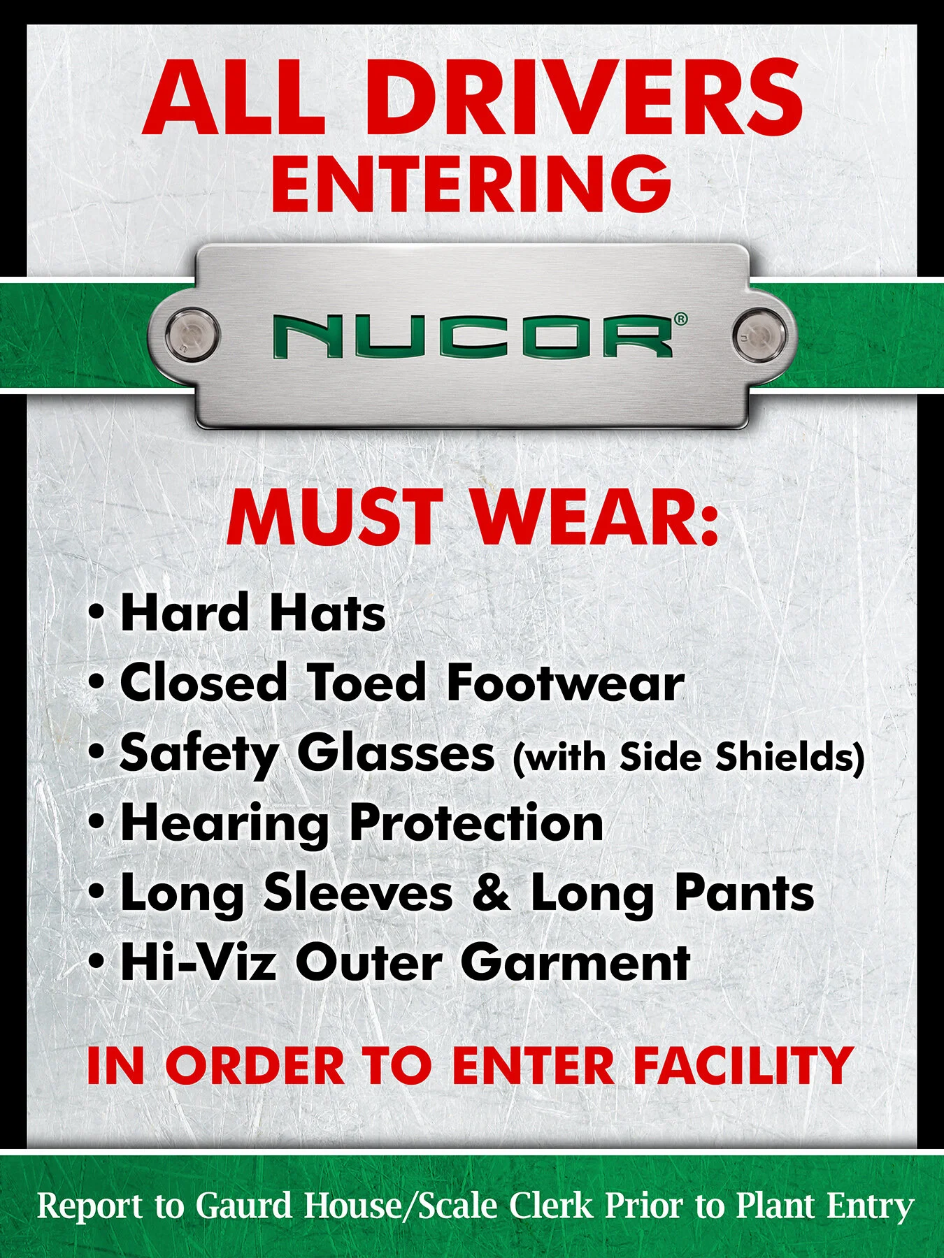Plant entrance and facility signage
