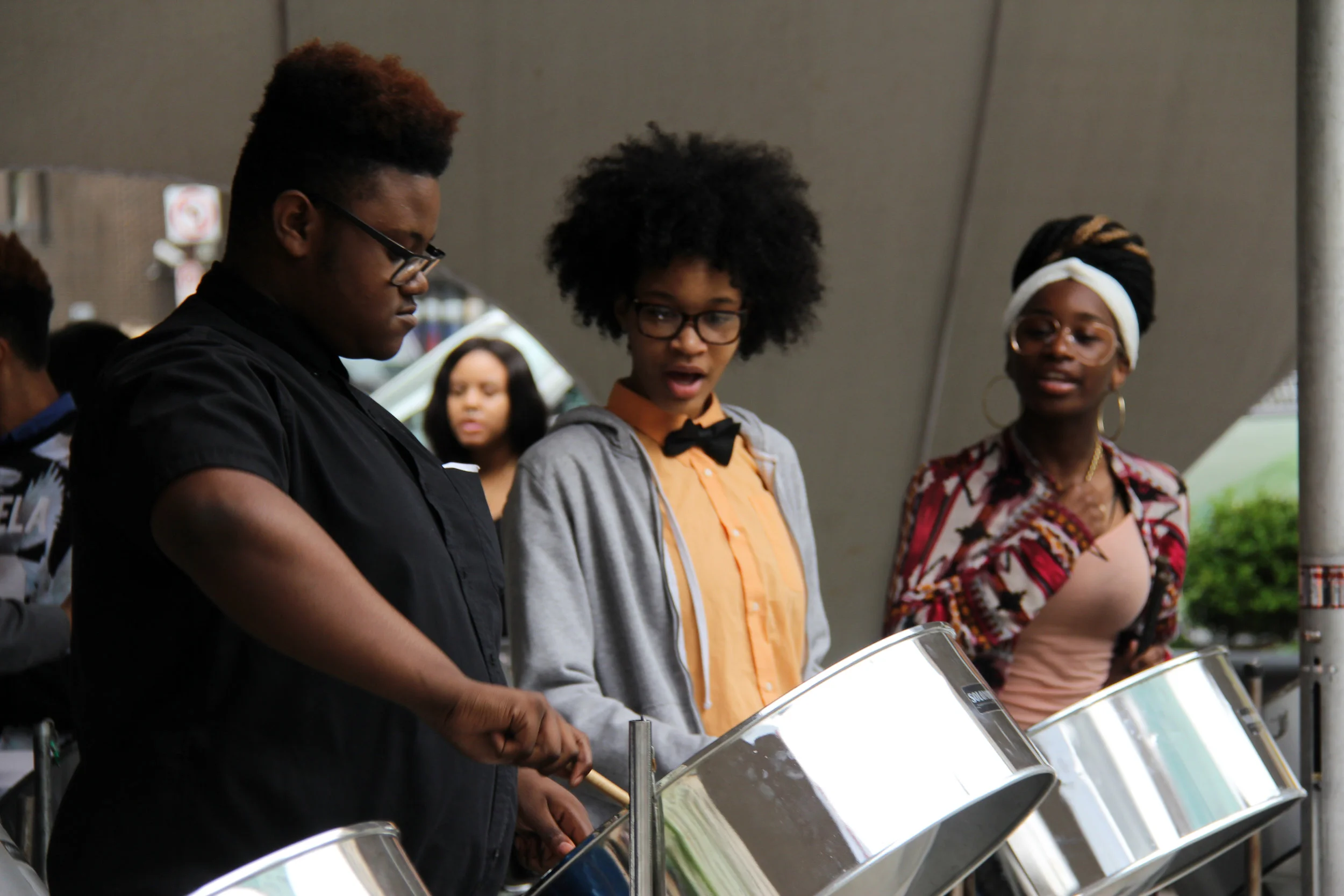 Urban Pathways Charter School students play steel drums in Market Square. Photograph by Kahmeela Friedson. 