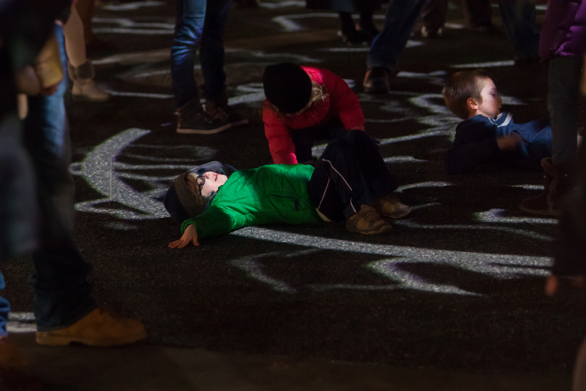 A young participant relaxes.