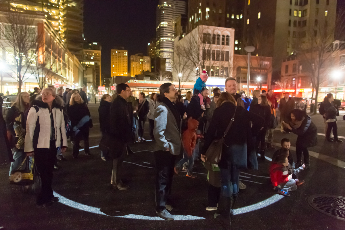 Participants enjoying Market Square in the evening. 