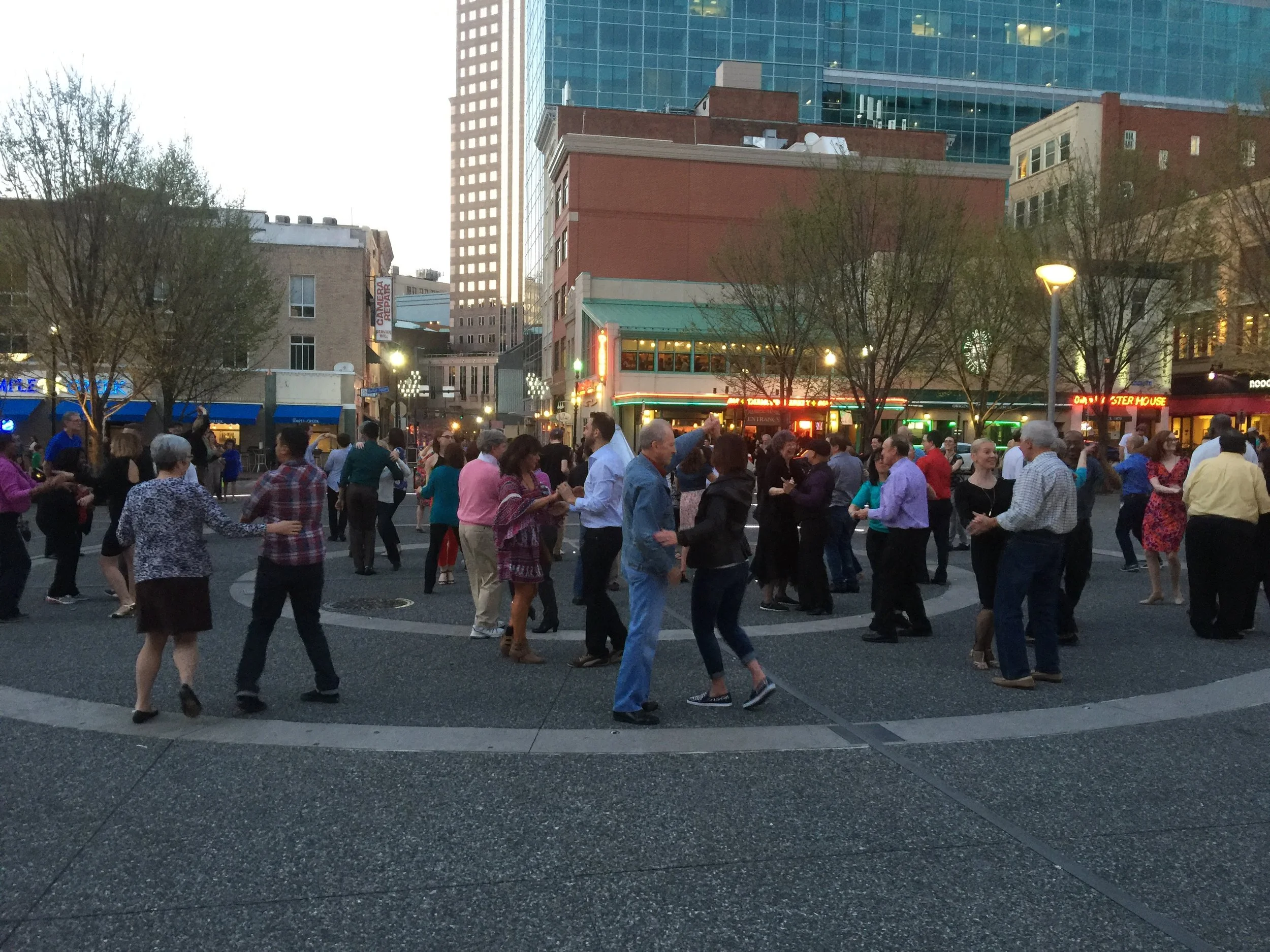  Arthur Murray Dance Center of Pittsburgh hosting a public dance class in Market Square. Photograph by the Office of Public Art.&nbsp; 