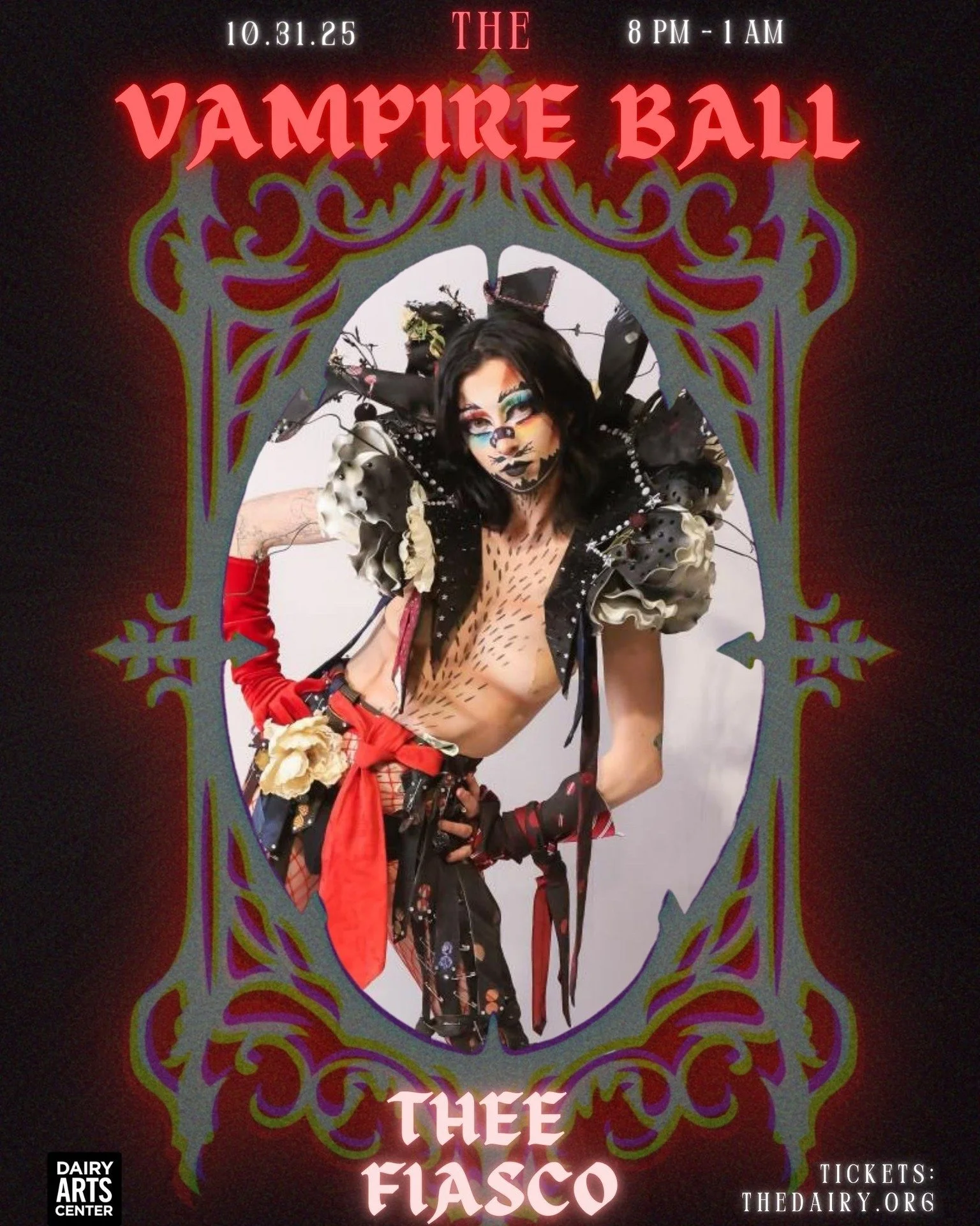 👻 Looking for Halloween fun?

Head to the Vampire Ball at the Dairy Arts Center! 🦇
A true wildcard of genders and genres, Thee Fiasco brings an electrifying mix of chaos, catharsis, and unfiltered expression to every performance.

Don&rsquo;t miss 