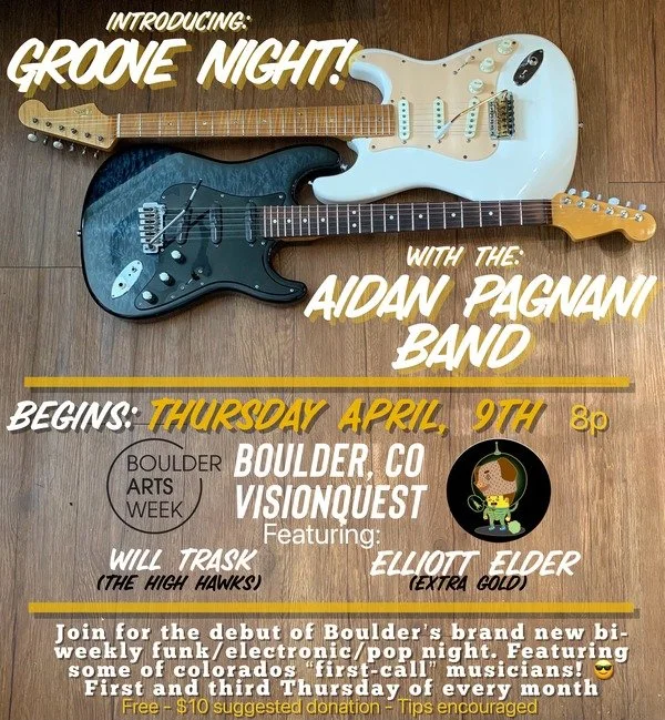 🎸Boulder Arts Week is bringing the funk! 🎸

Join the debut of a brand new bi-weekly funk/electronic/pop night led by @aidanpagnani &mdash; featuring some of Colorado&rsquo;s first-call musicians.

From Miles Davis to Miley Cyrus, Stevie Wonder to P