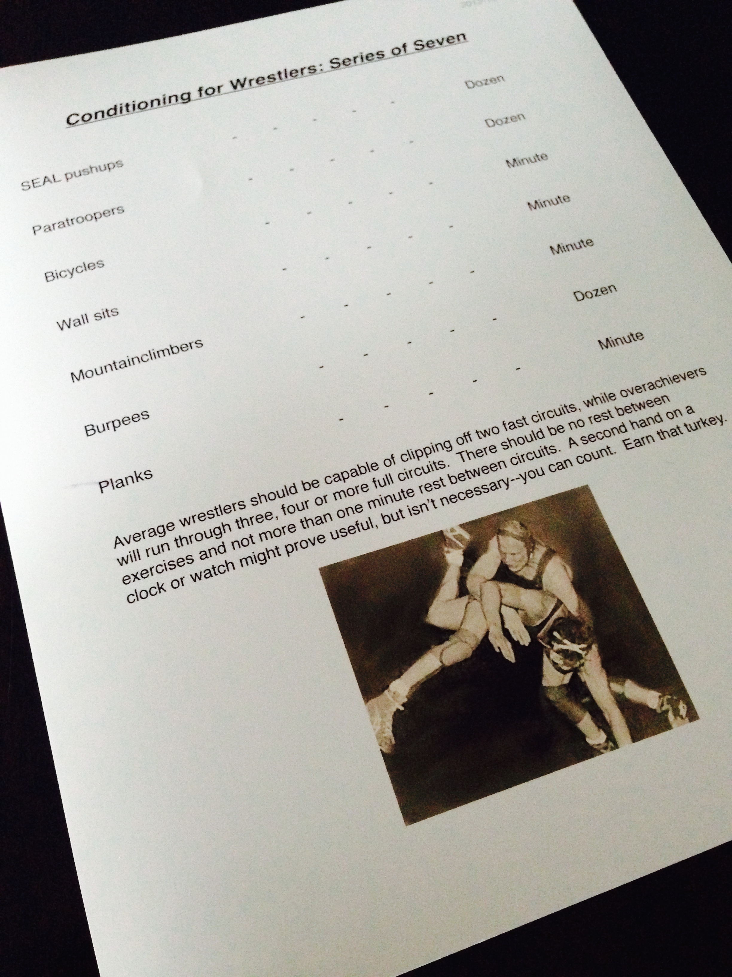If readers unfamiliar with the exotic exercises listed here are interested, drop a note and I will put together some colorful descriptions into a post.