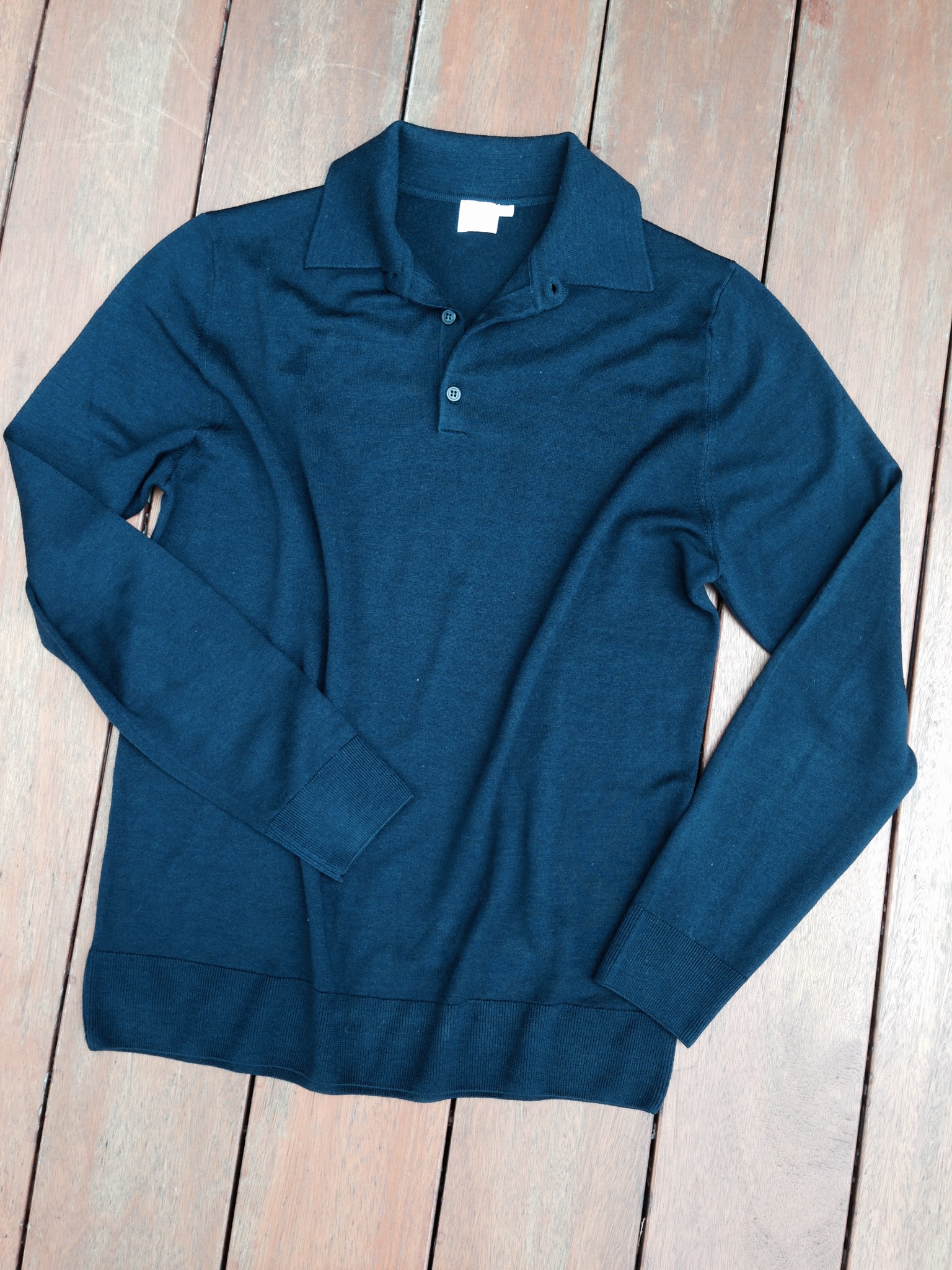 The collared knit: at home on boat decking or under an odd coat.
