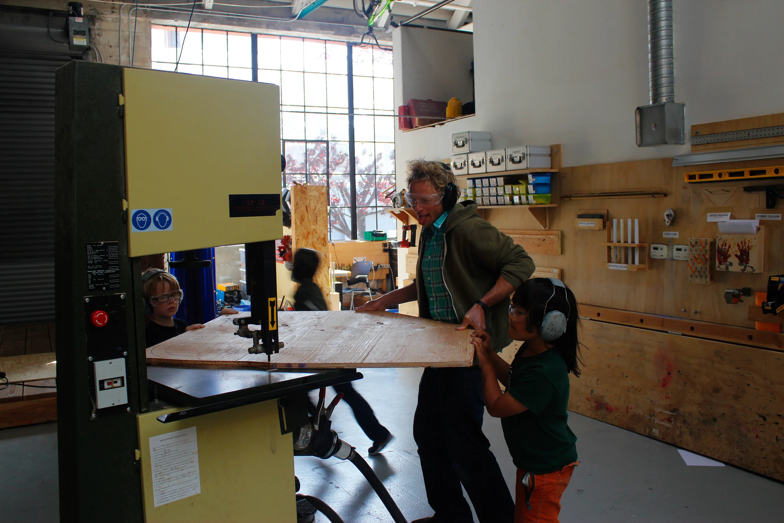 The outer perimeters are cut on the bandsaw.