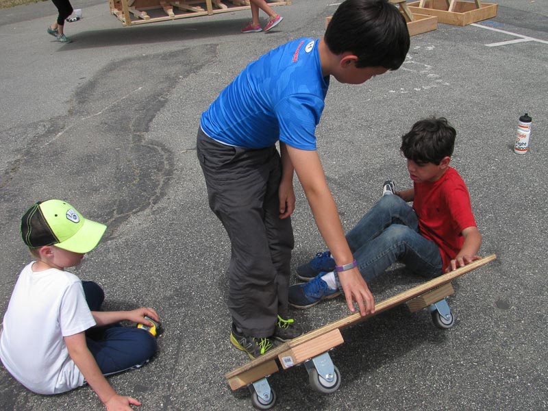 Harrison, Chris and Kavan start testing their next iteration of their straight rolling cart.