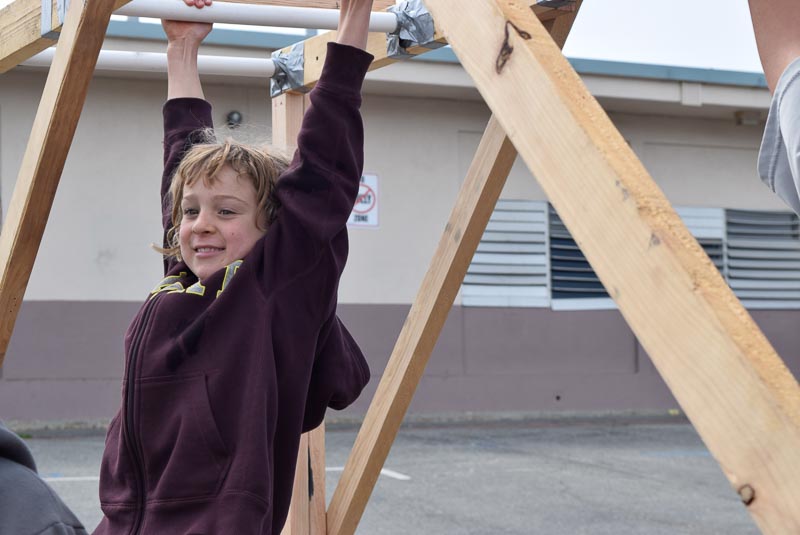Winter tests the monkey bars.