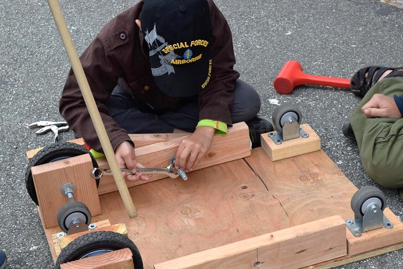 Attaching the brakes so that they turn is the perfect job for a bolt.