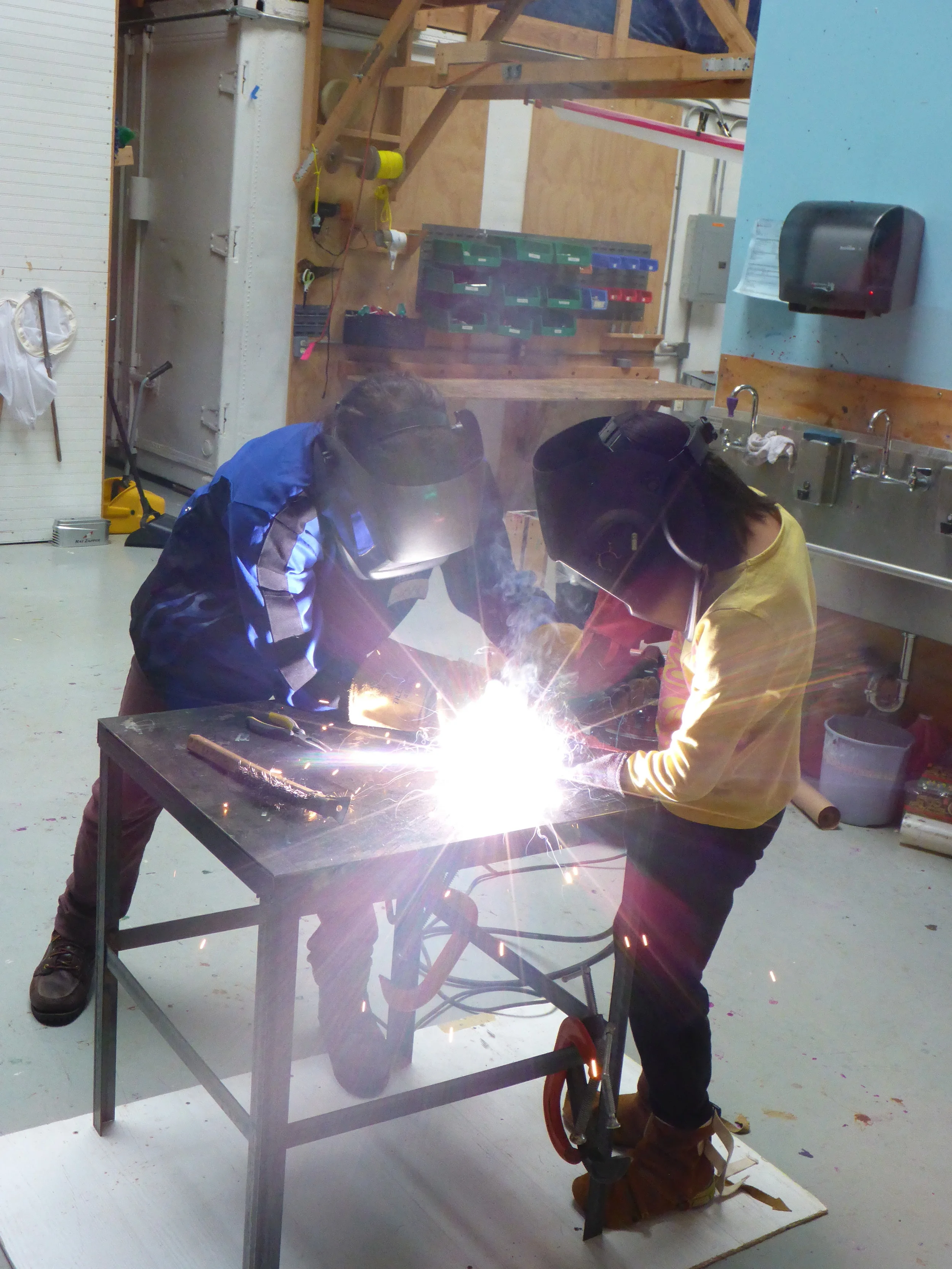 Addy and Evan working on her pencil box.