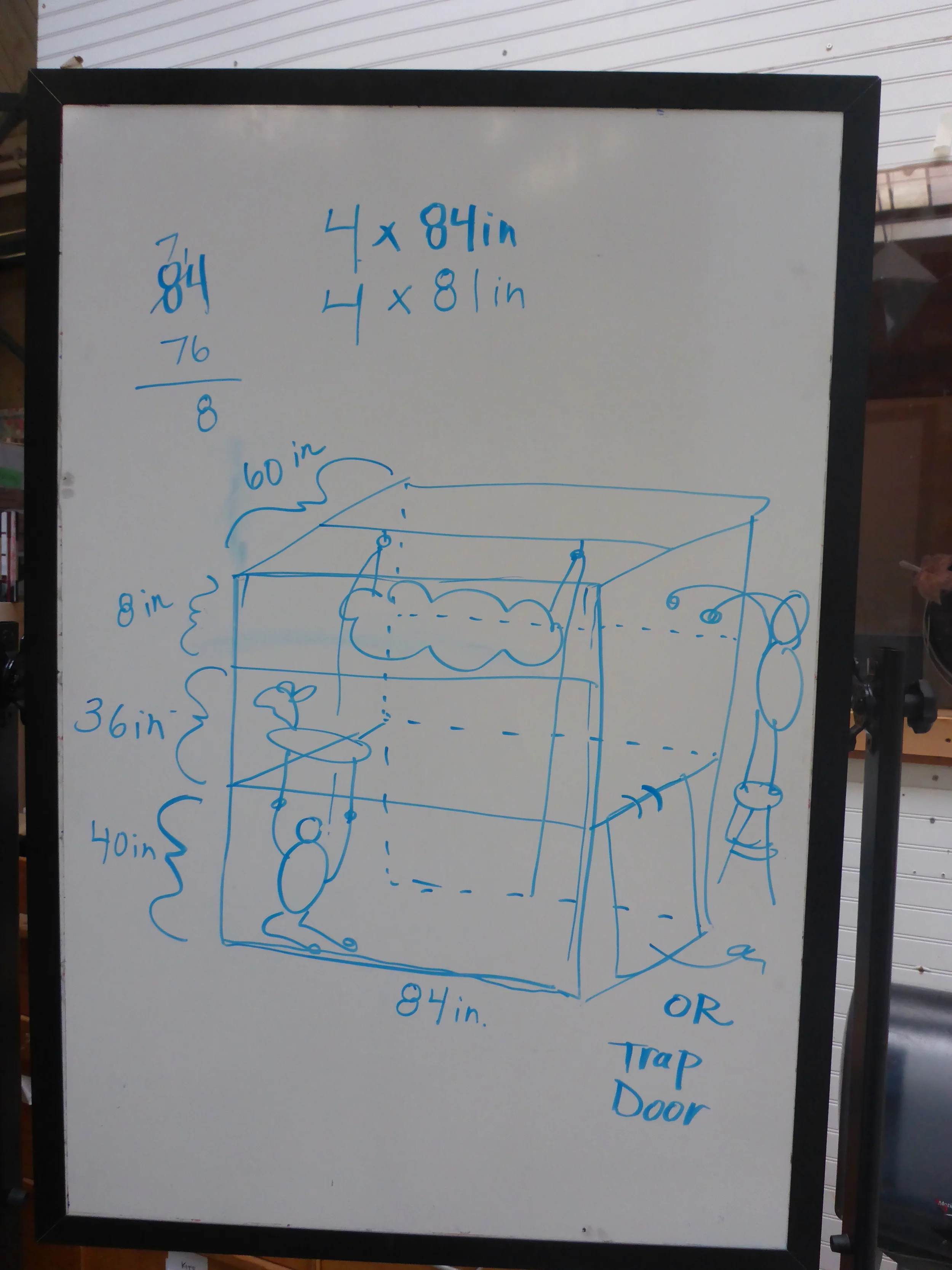 Theater design: kids ended up deciding that puppets would be controlled from below the stage with setting changes raised and lowered from a fly gallery above. 