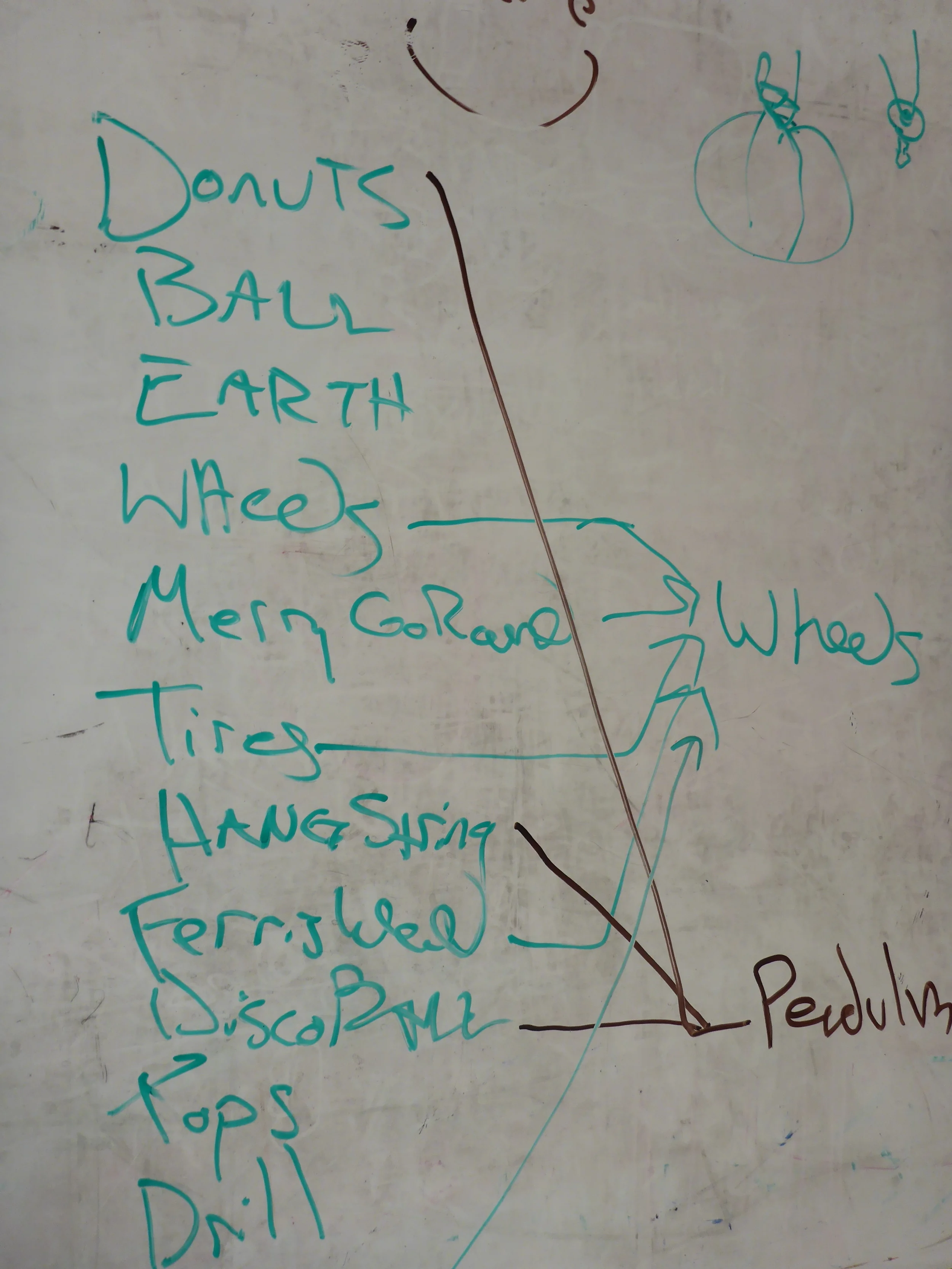Another team made a list of things that spin to get some inspiration from.
