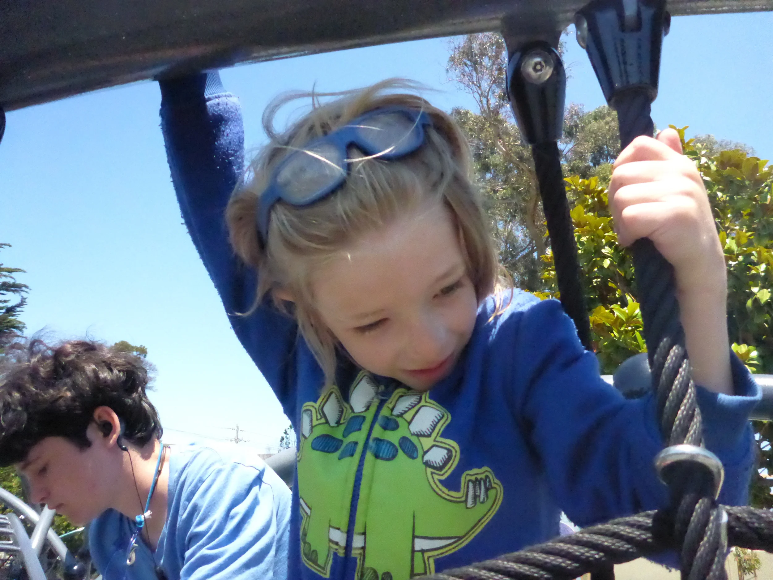 We climb! Strengthening the muscles in our arms and faces.