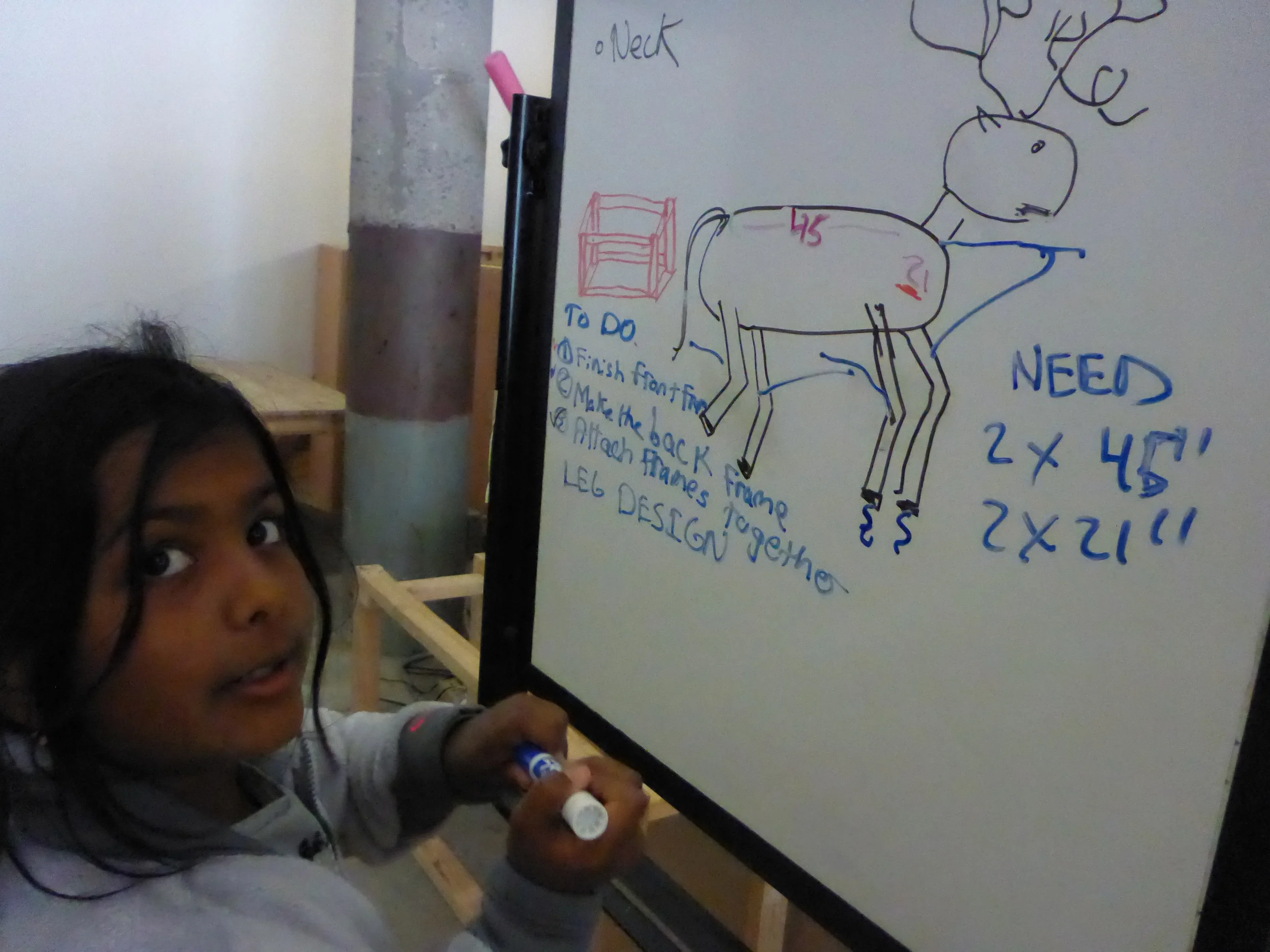 Anaya adds strings to the Deer design to show how we might be able to make joints that move and allow the deer to walk.