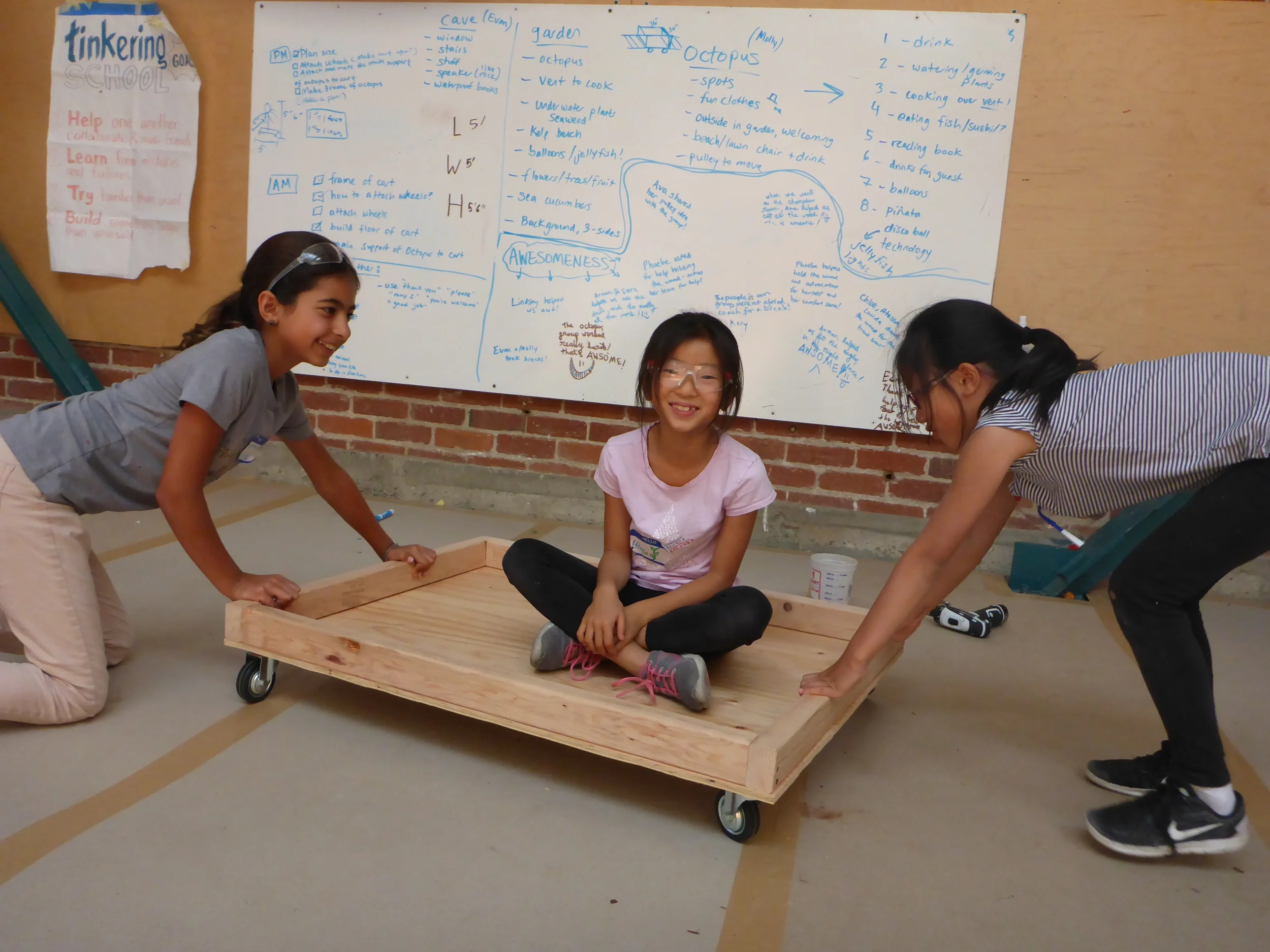 Tinkerers built the cart for the Octopus structure today