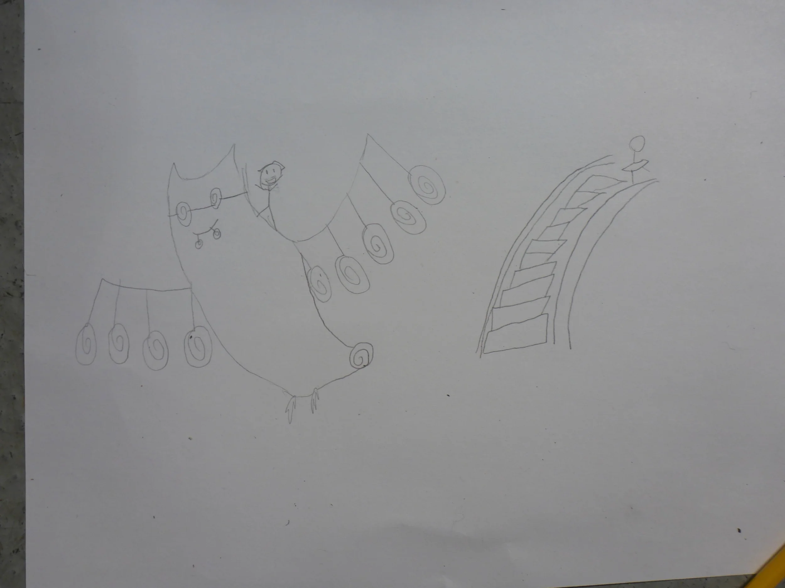 Lucia suggests we make a peppermint candy bat to fly up there! Or stairs :)