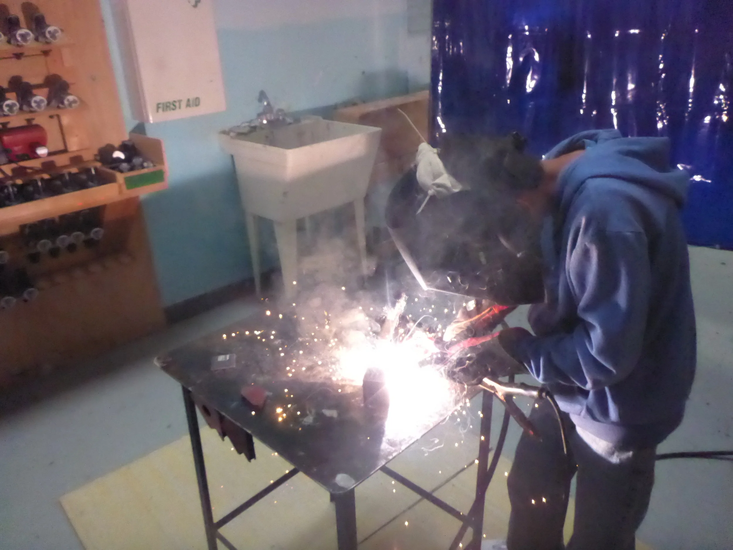 Jay welds two sides of his box together!