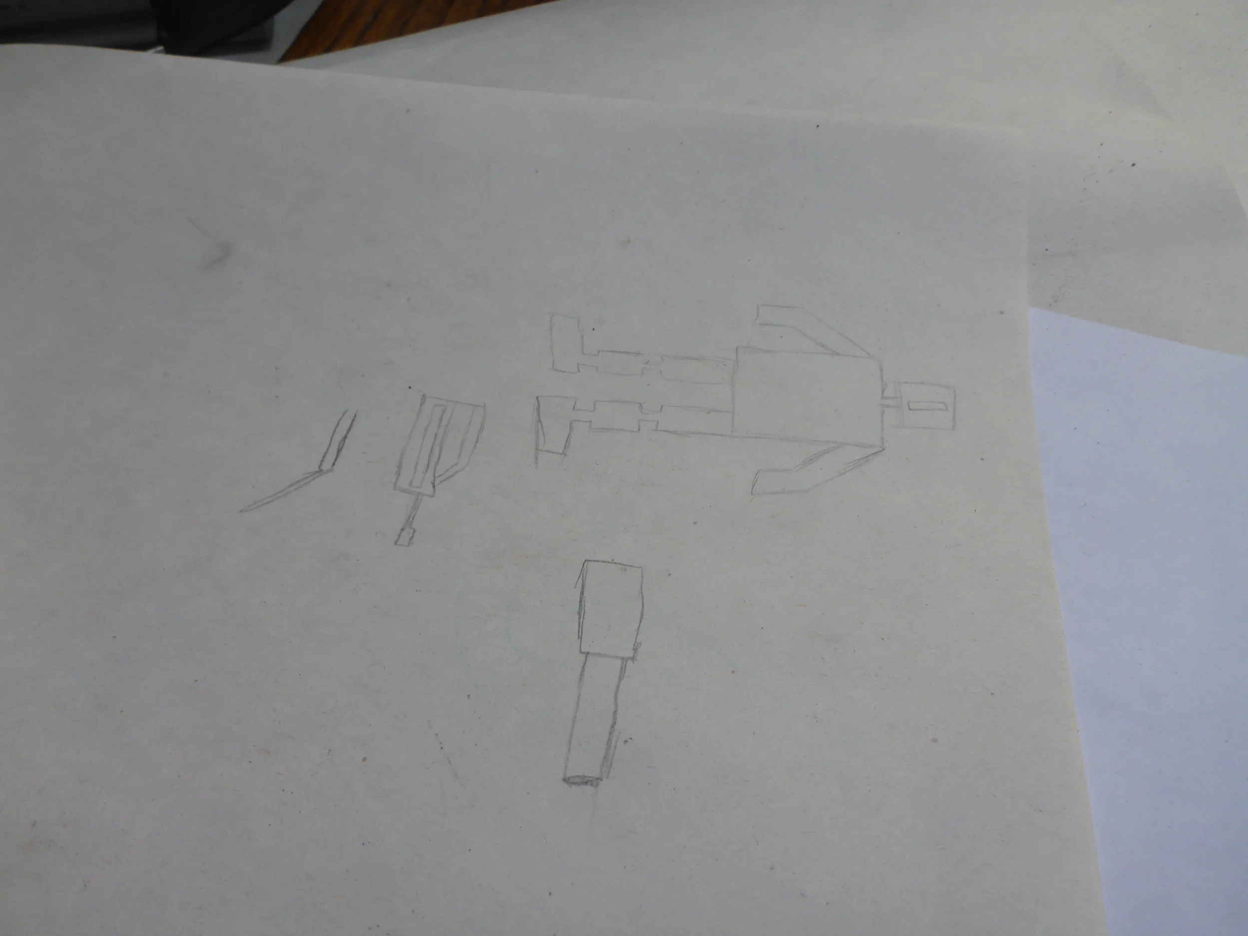 Jacob's design for a little robot from a video game he plays.