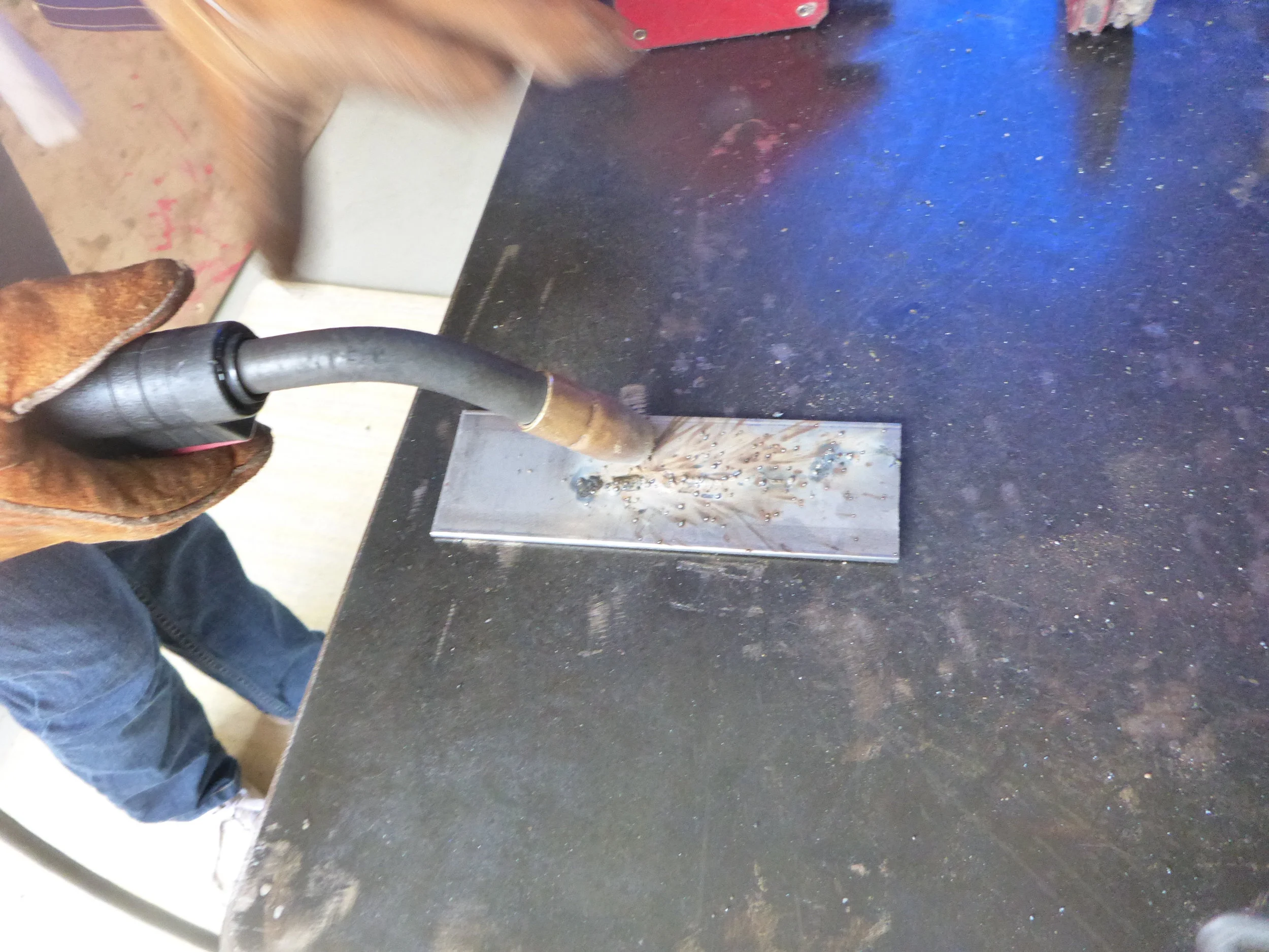We decided this weld was too fast because they weren't one continuous caterpillar, and the circles were too skinny.
