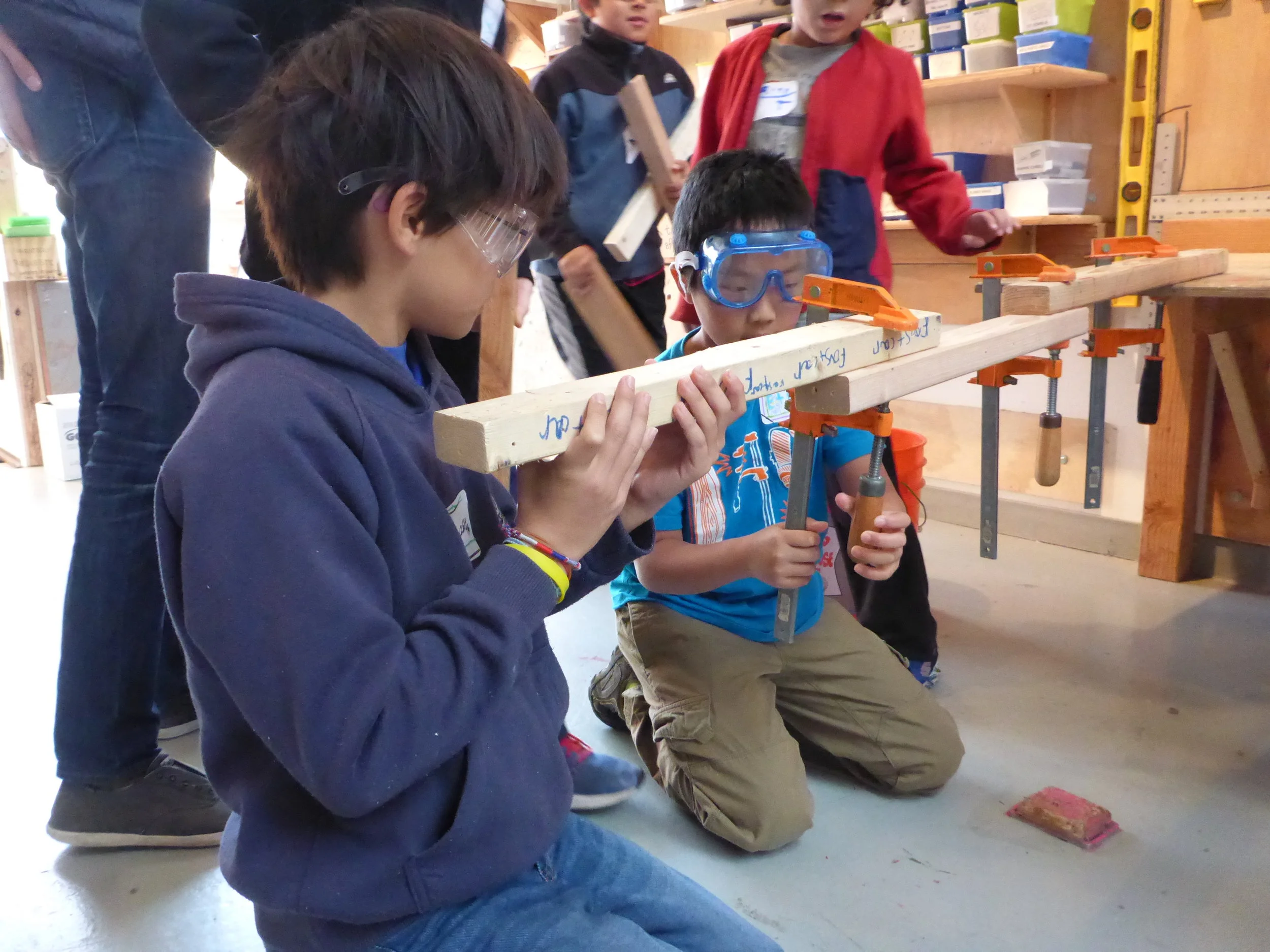 Also! We practiced using clamps to make silly structures. 