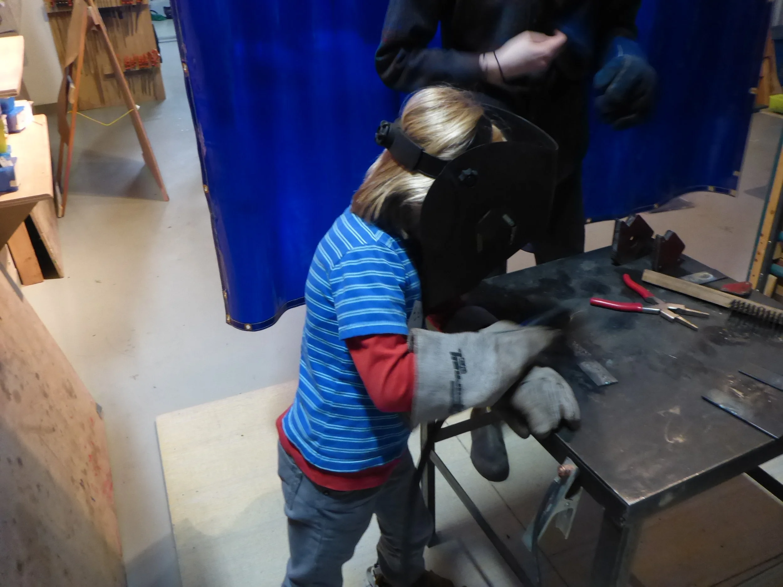 Alex perfecting his 'Ready to Weld' stance.
