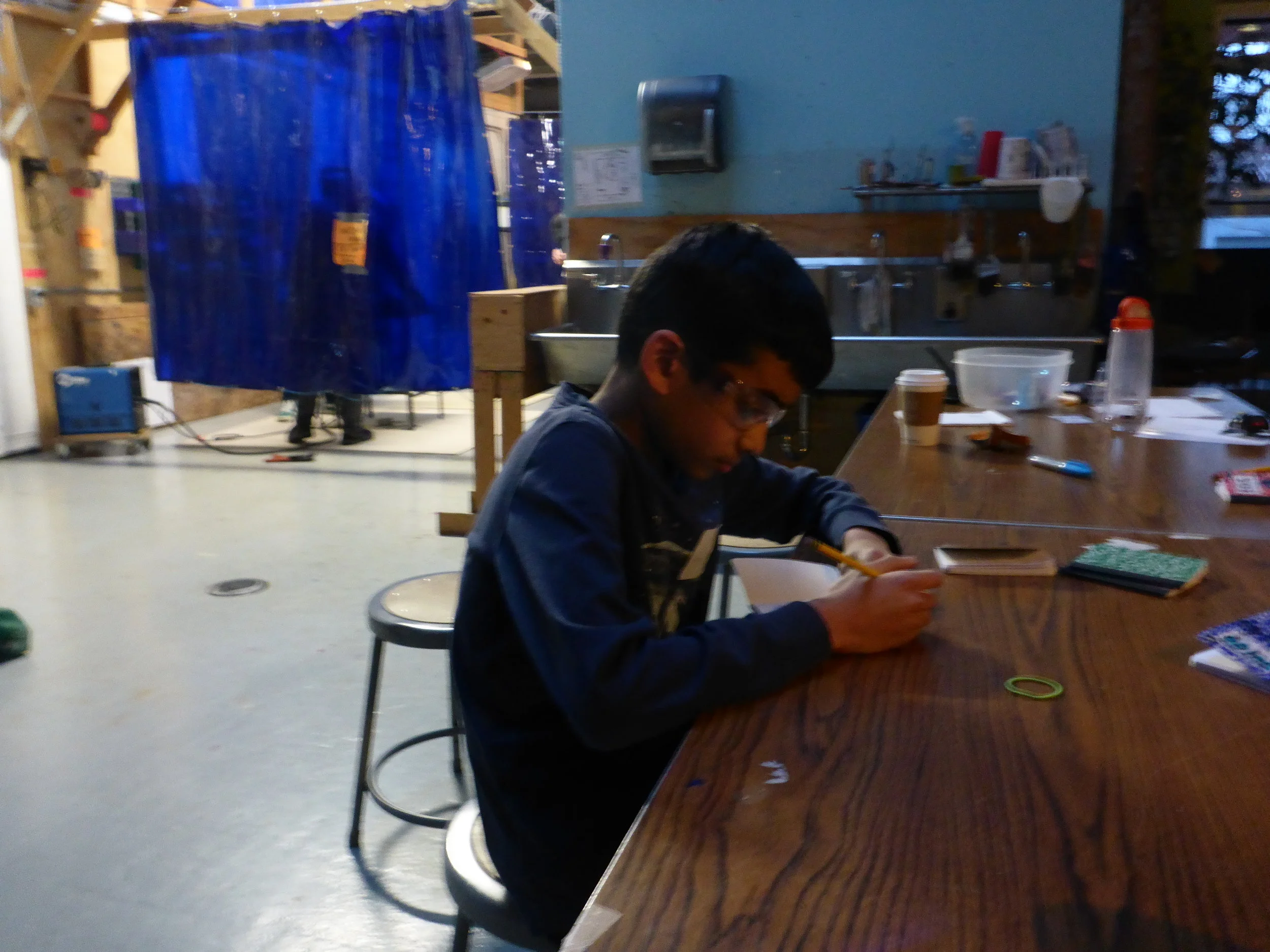 Rajan records reflections from his first afternoon welding.