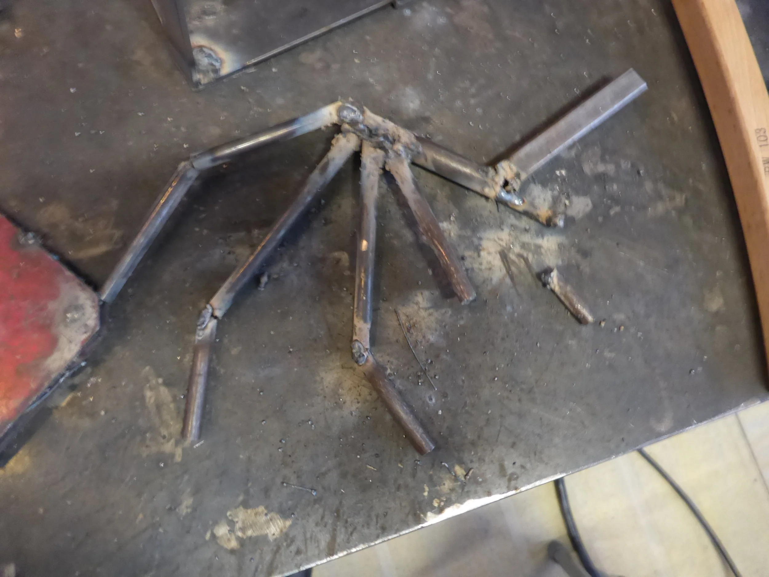 Violets bat bone got welded to the table! Classic mistake - It's so hard to see those tiny pieces!