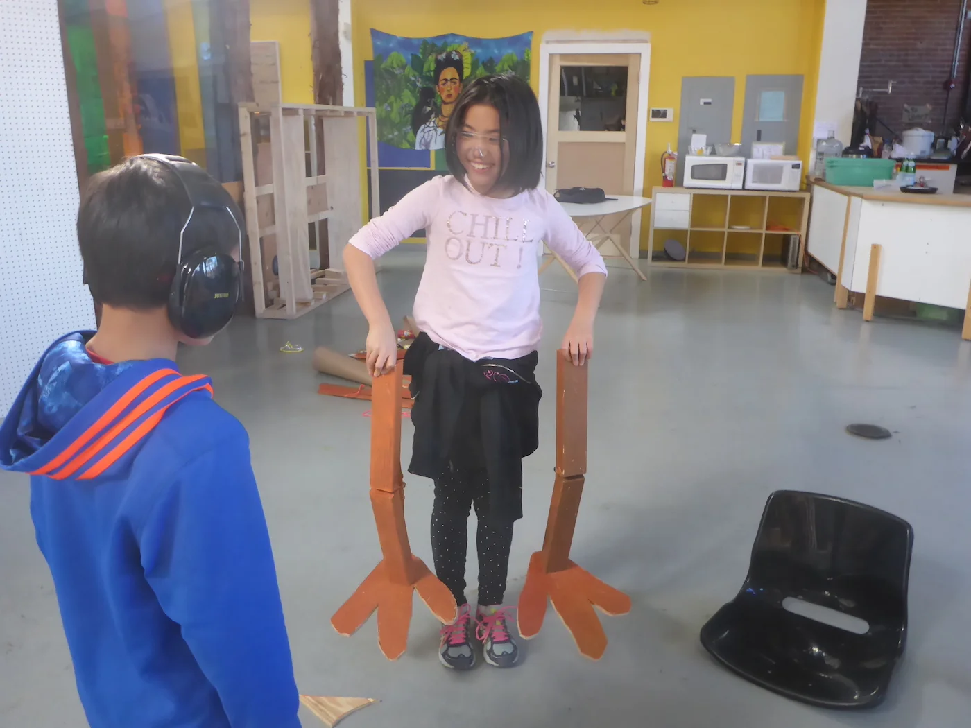 Sophie with a pair of kiwi legs