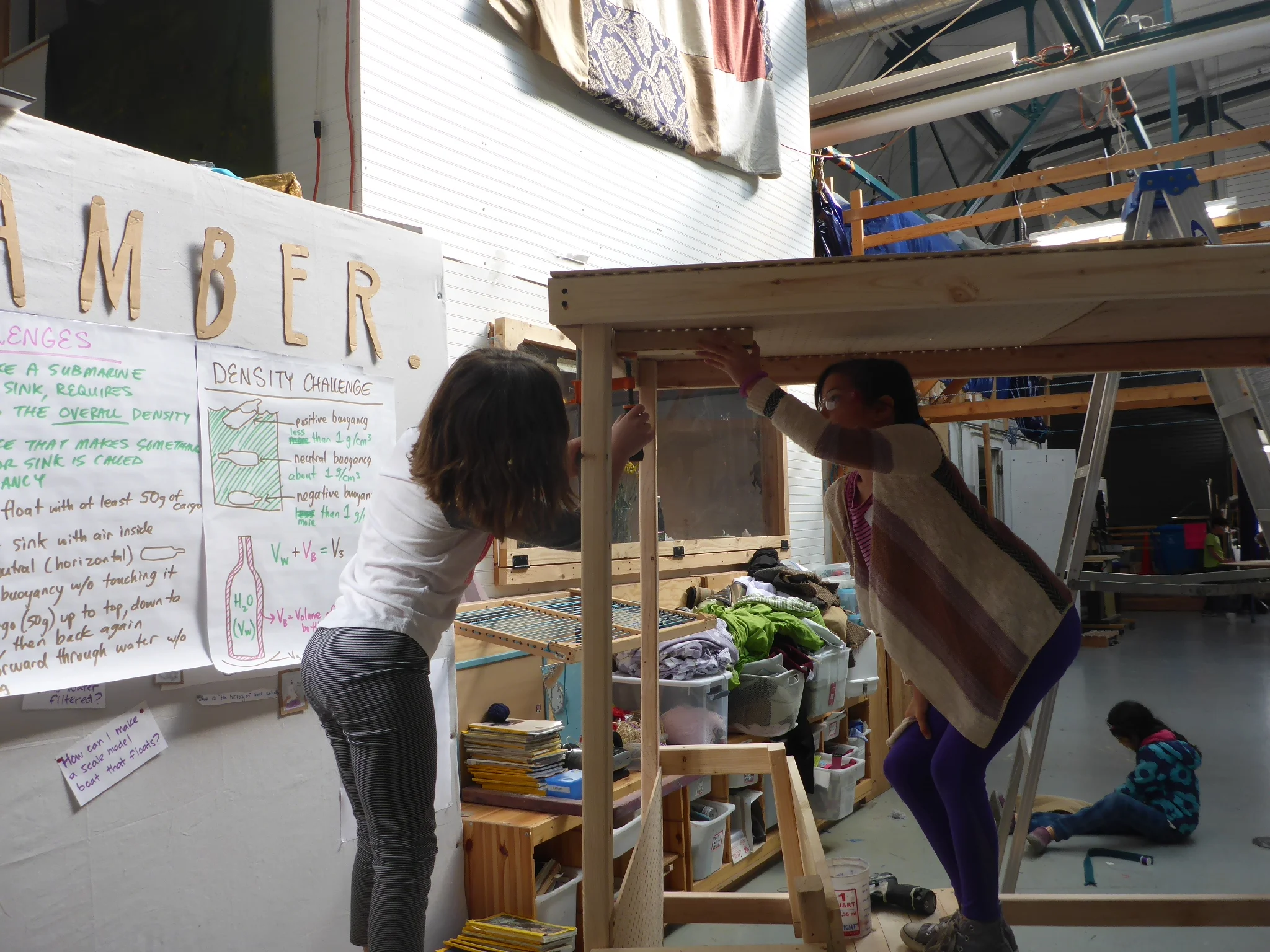 Kyra and Zoe install the hinge for the sun roof!