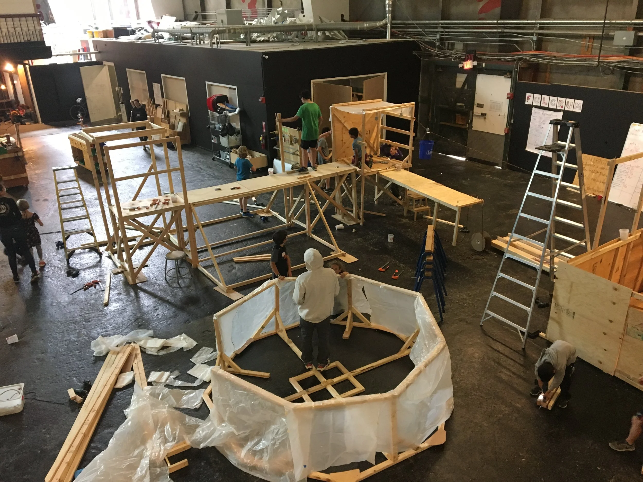 View of the workshop from the office! Projects are looking very epic.