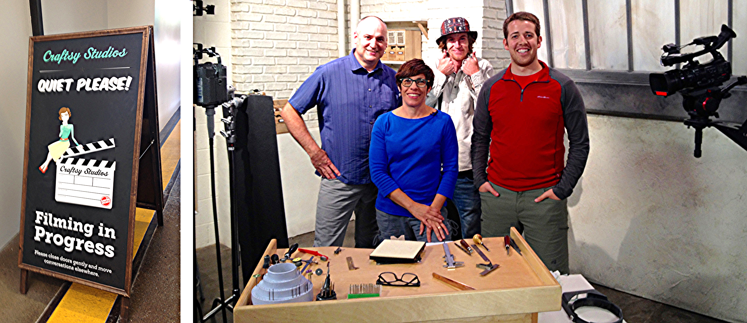 Crafty's "Professional Bezel Setting Techniques" film crew: Jon, Danielle, Breken and Caleb.