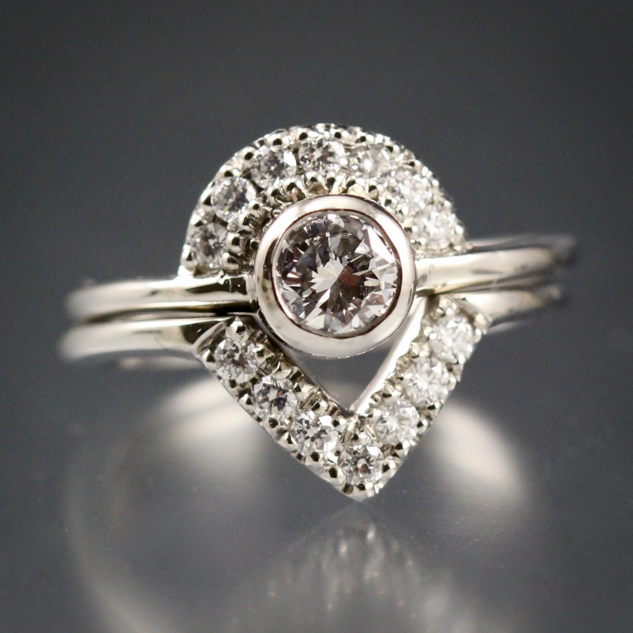 Palladium and diamond wedding set made by Danielle Miller Jewelry