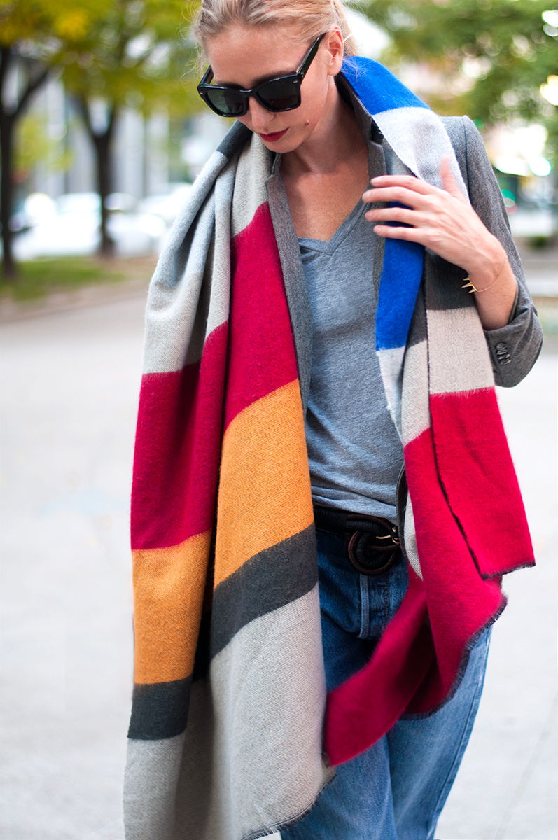 zara striped scarf