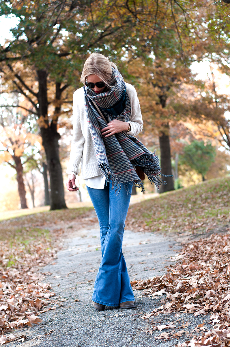 Flared Jeans and a Blanket Scarf — FORAGE FASHION