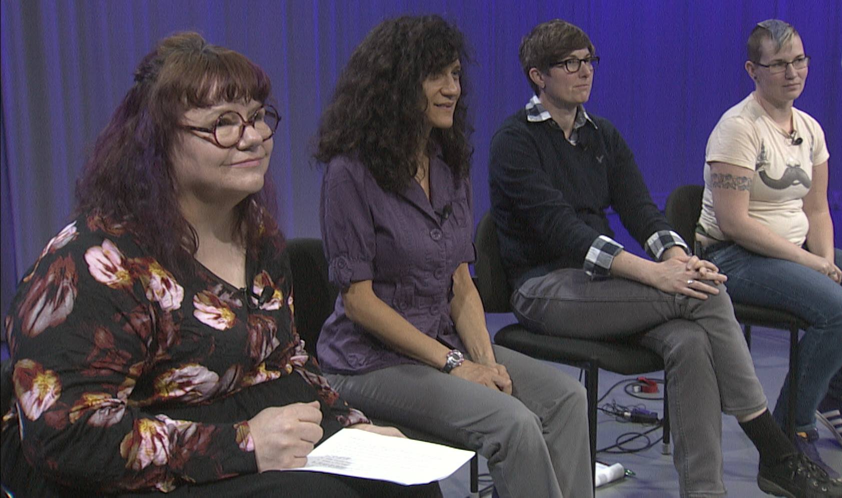 Moderator Kathy Coleman and panelists Cheryl Green, Courtney Hermann and Bryony Nesbitt spoke about disability representation in film and tv.