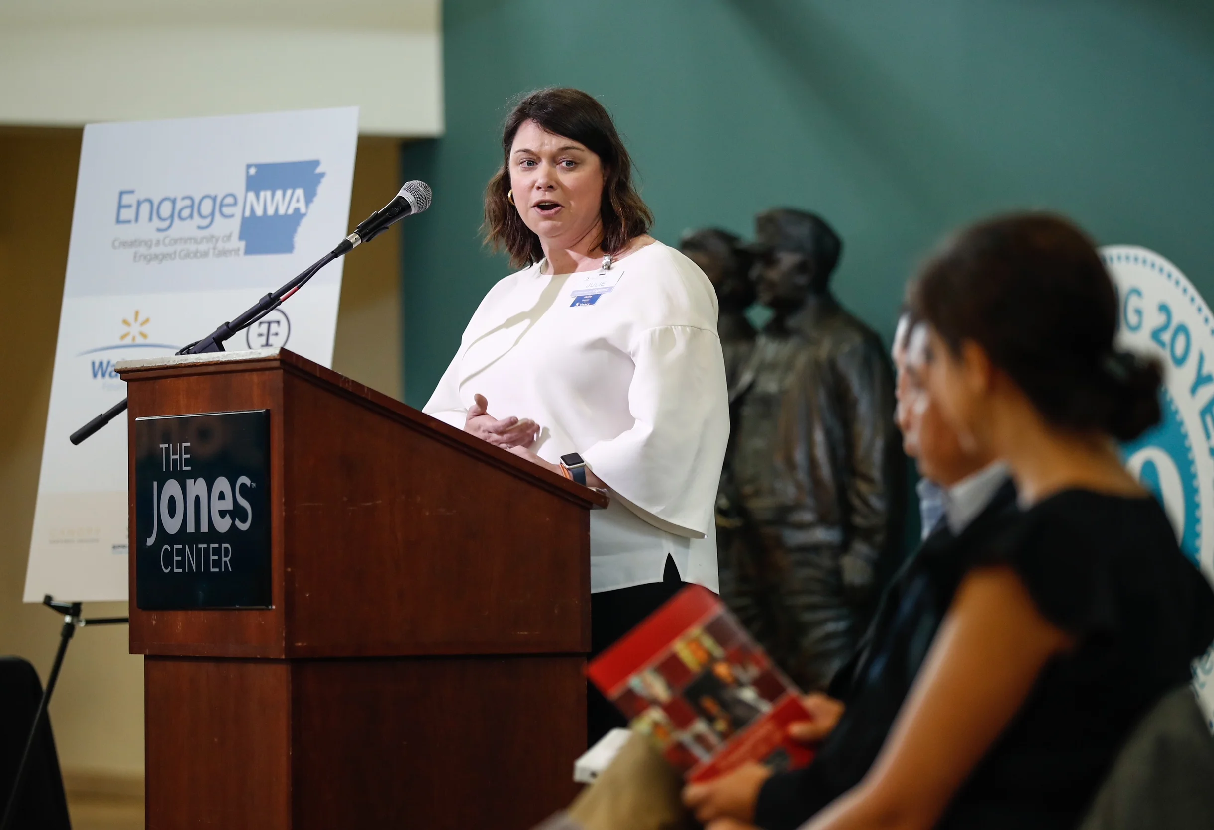 Julie Gerhrki, Vice President of Walmart Foundation speaks during the launch event on July 31 at The Jones Center. 