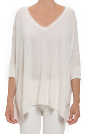 White Cashmere V-neck Pullover