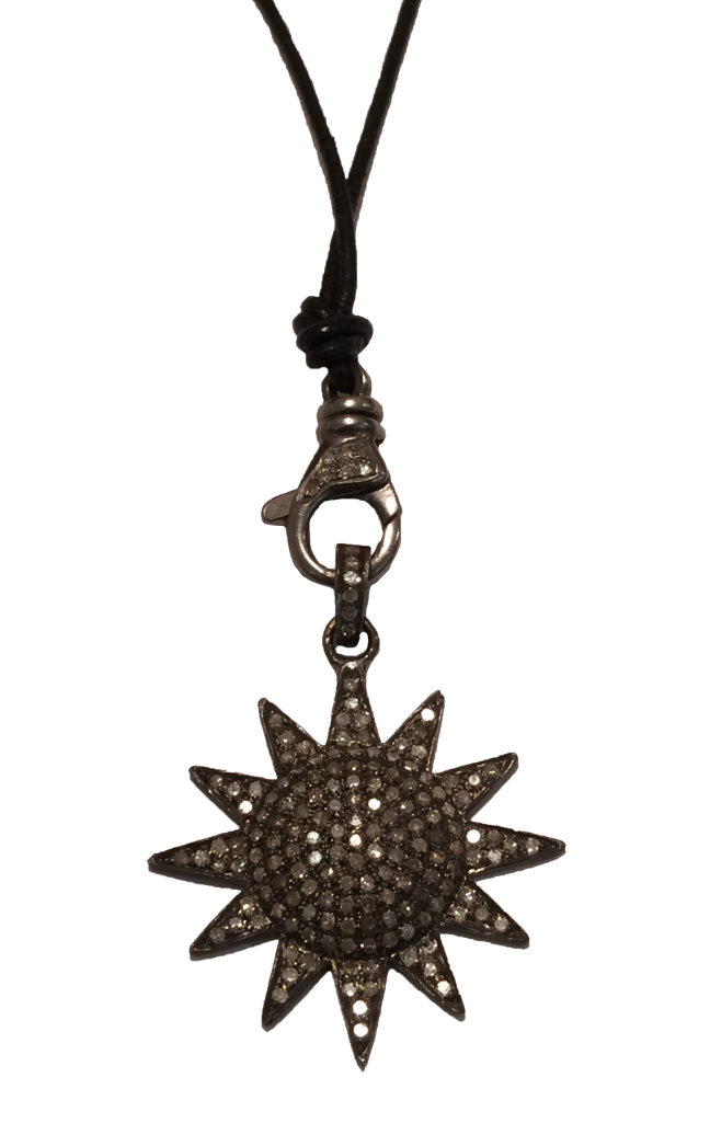 Diamond Sun On Leather Cord