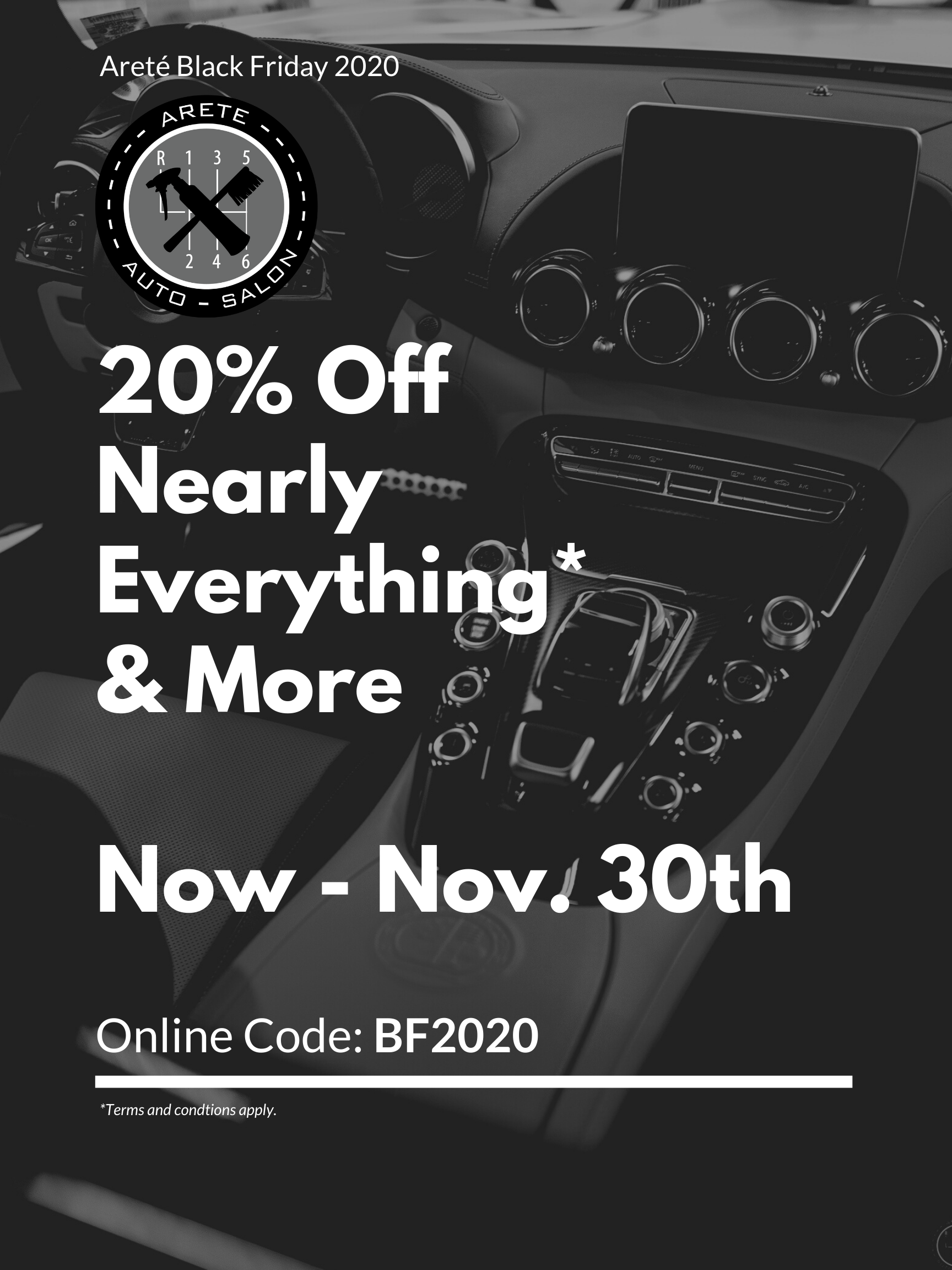 Week of Black Friday Sale 2020 — Areté Auto Salon Fine Auto Detailing Rochester, NY
