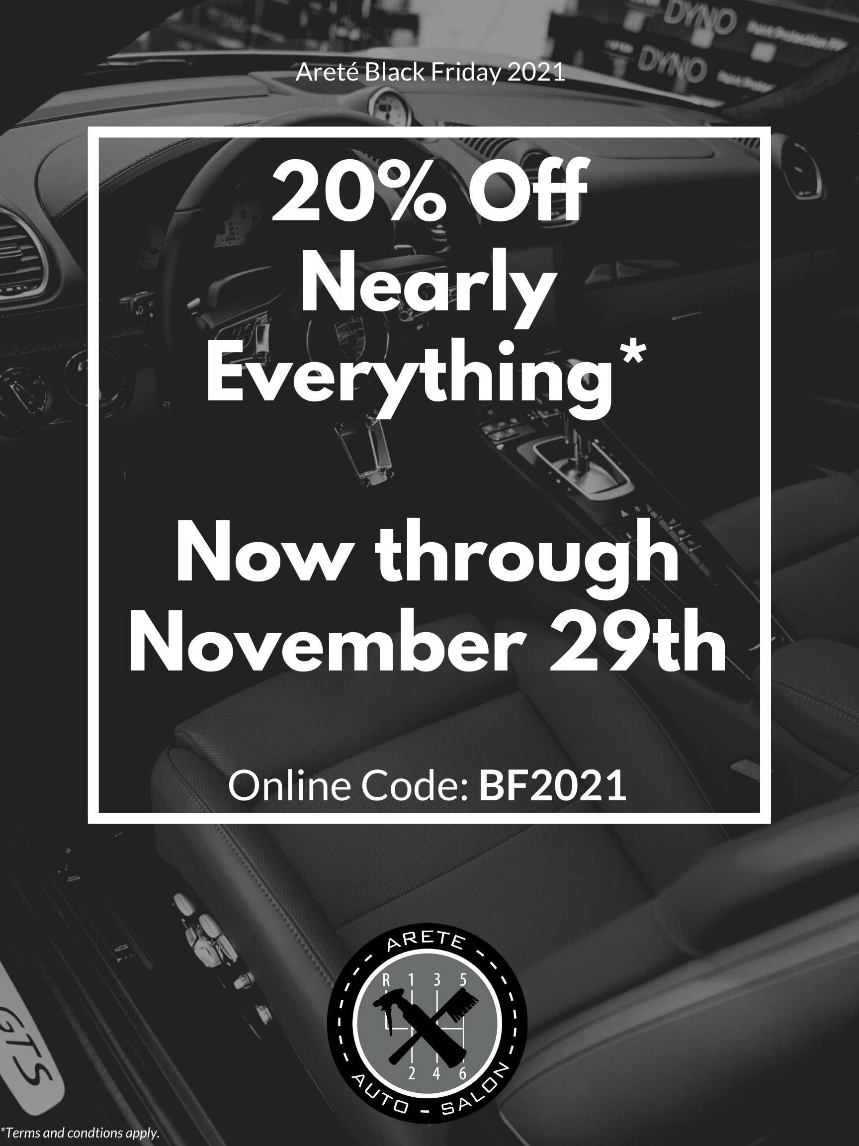 Black Friday Sale 2021 20 Off Nearly Everything* — Areté Auto Salon