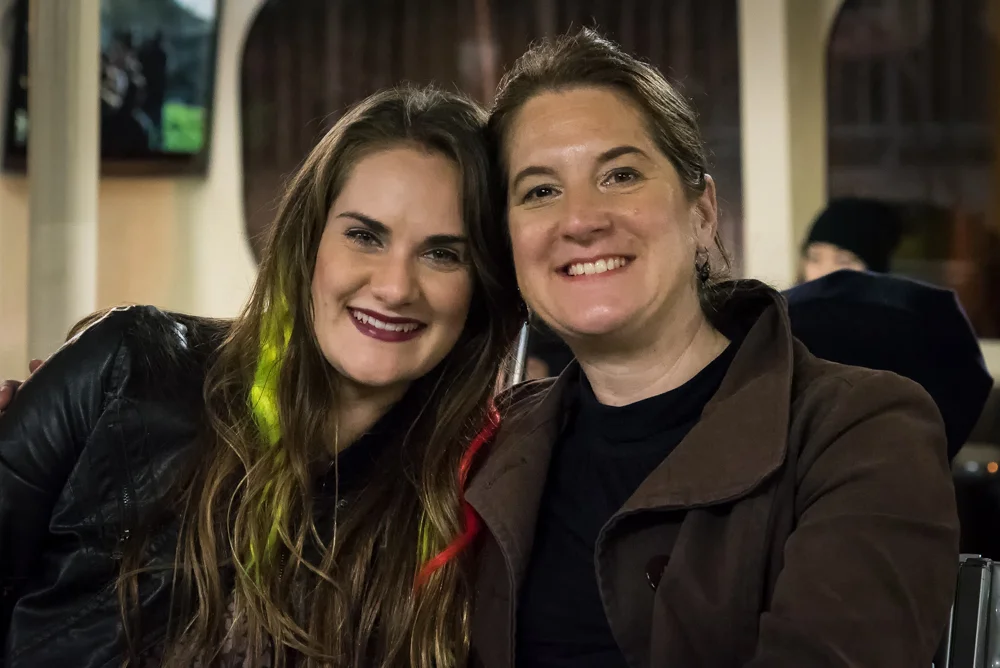 Rowen Sabala and Lisa Bielawa on the boat ride home -- tired, but happy!