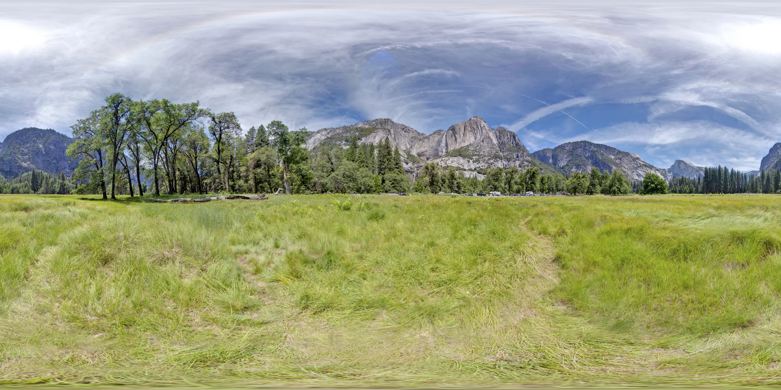 360º Landscape; View of Yosemite Falls Meadow at Yosemite National Park.